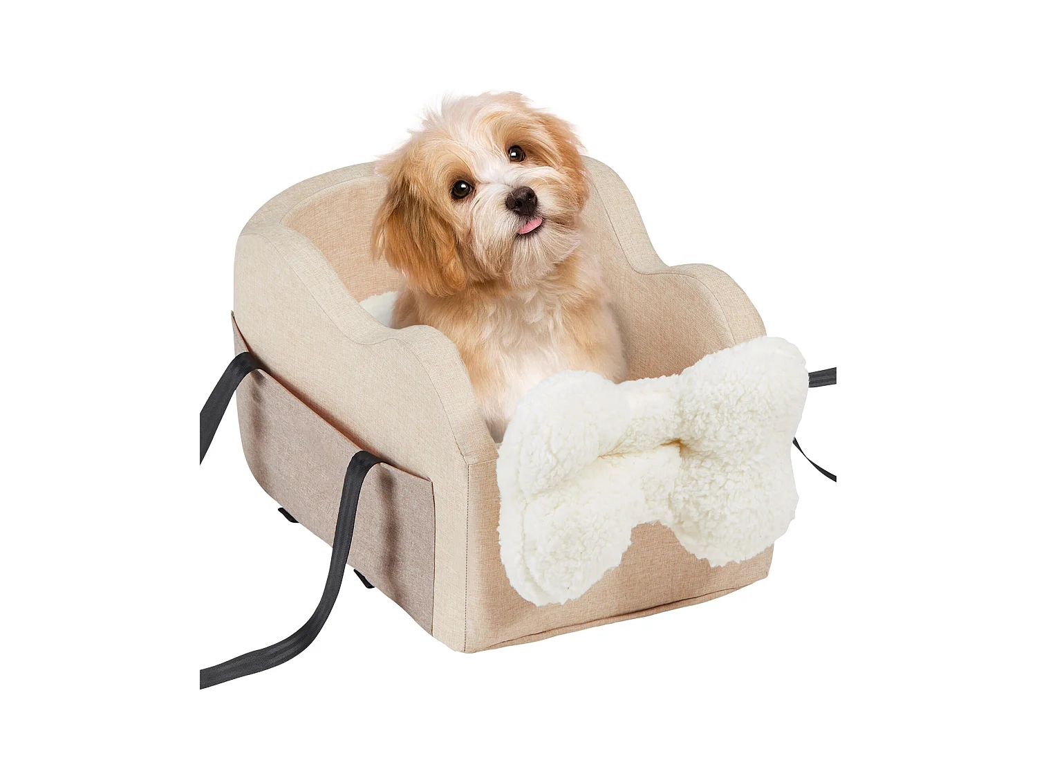 Siège Auto pour Chien SucceBuy, Console Centrale pour Chien Petit (3,6 kg), Couleur Marron Clair