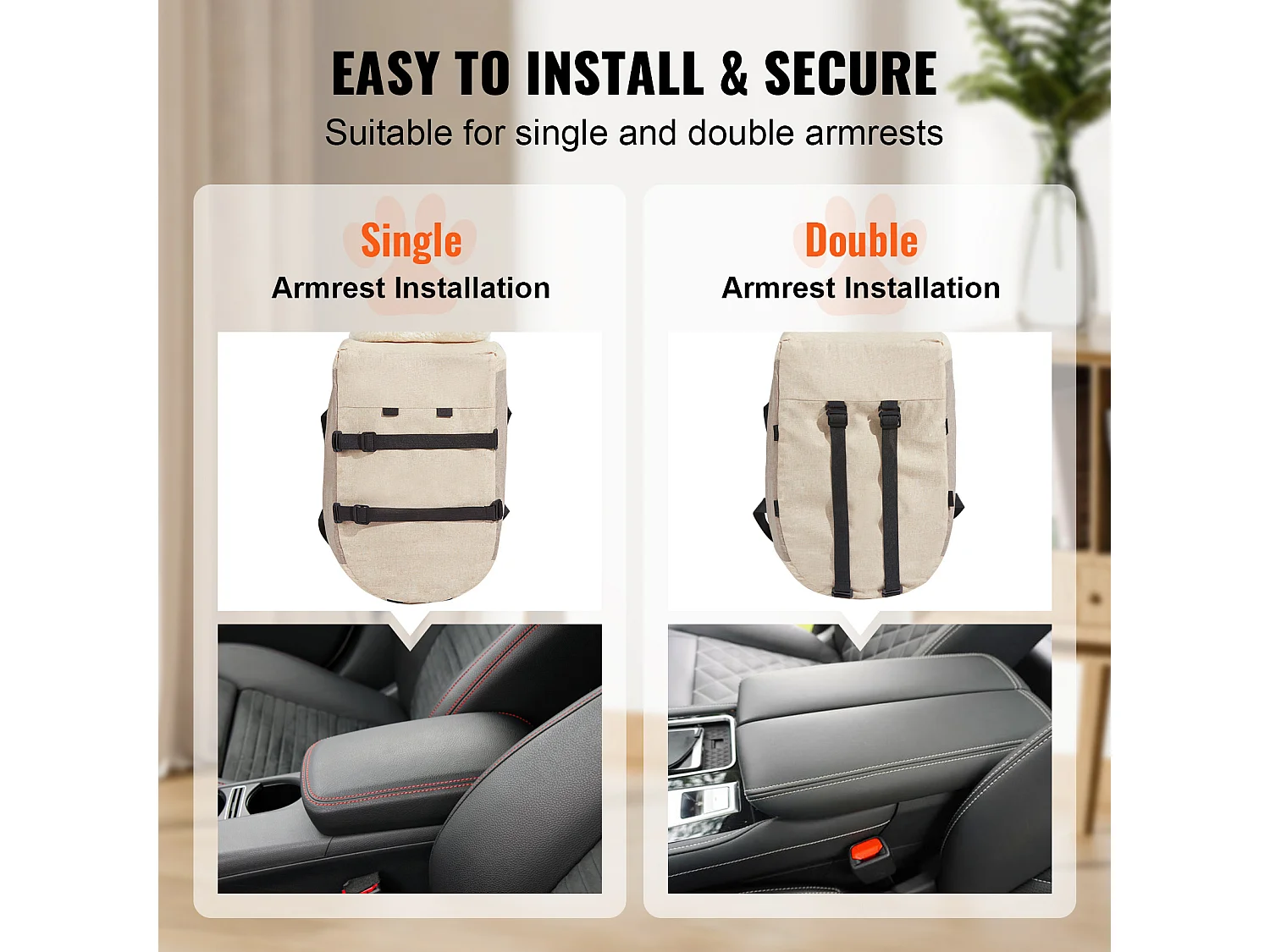 Seggiolino Auto a Console Centrale per Cane SucceBuy, Taglia Piccola (3,6 kg), Colore Marrone Chiaro