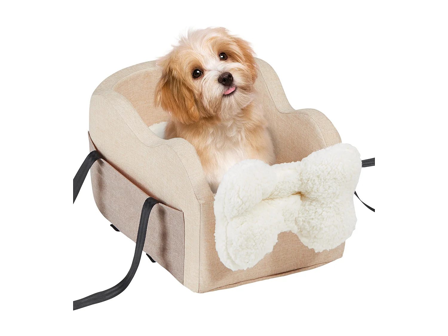 Seggiolino Auto a Console Centrale per Cane SucceBuy, Taglia Piccola (3,6 kg), Colore Marrone Chiaro