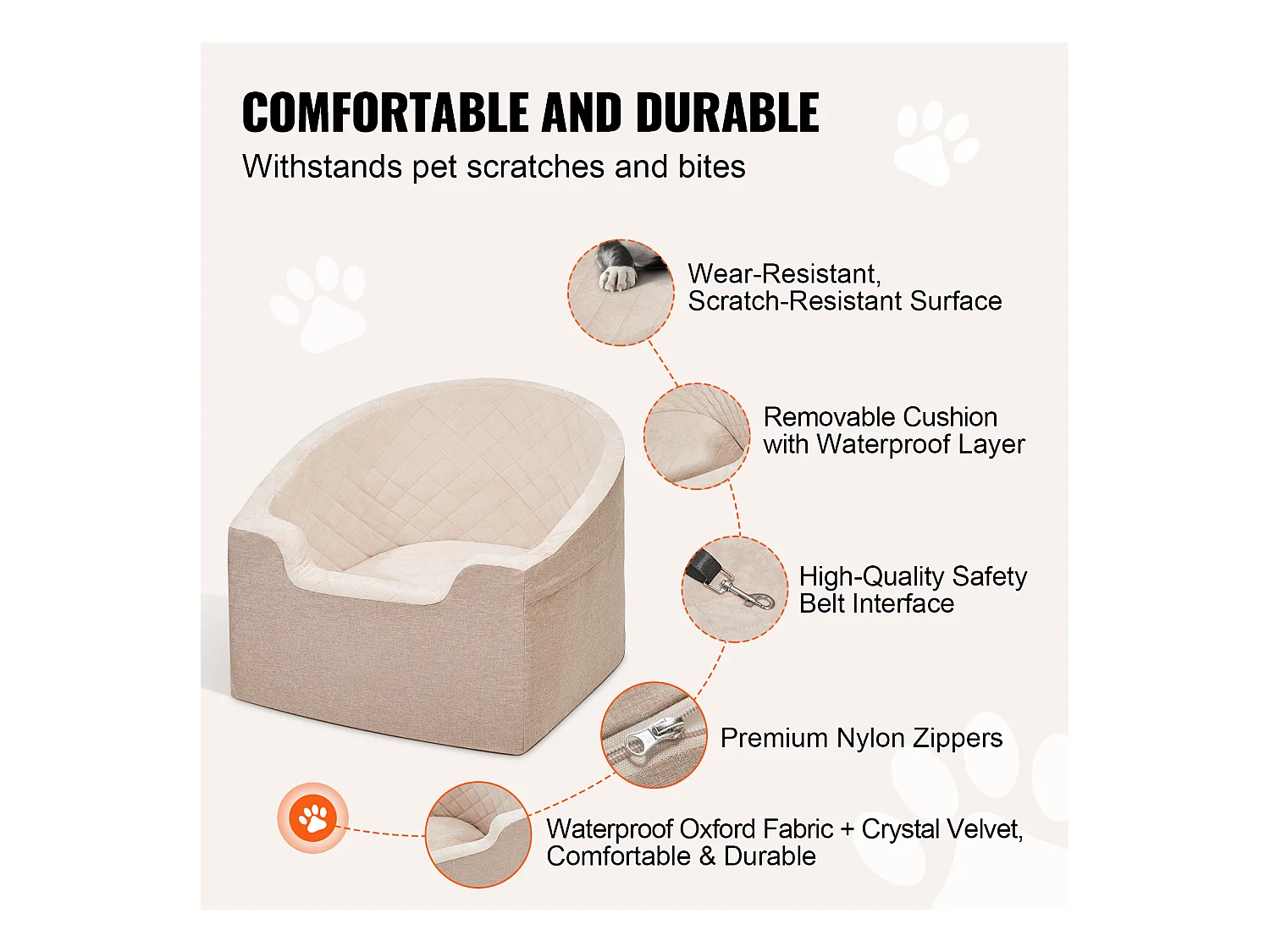 Siège Auto pour Chien SucceBuy, Petite et Moyenne Taille (jusqu'à 25 kg), Marron