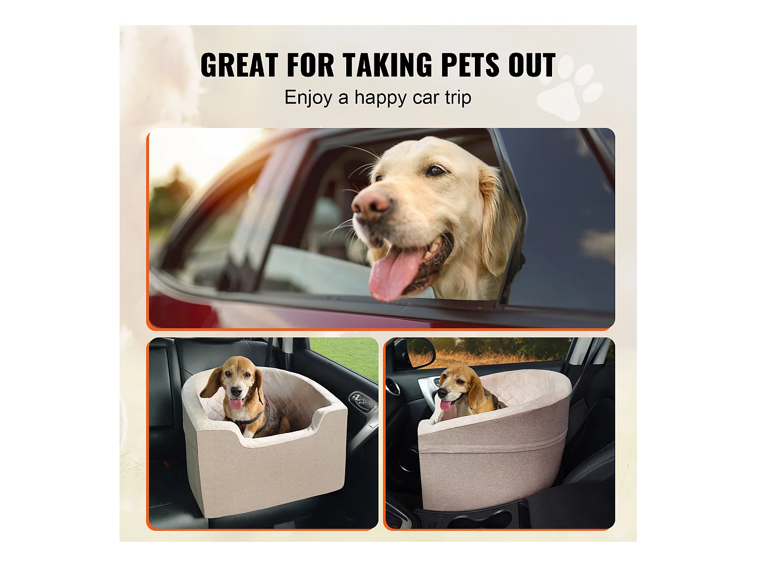 Siège Auto pour Chien SucceBuy, Petite et Moyenne Taille (jusqu'à 25 kg), Marron