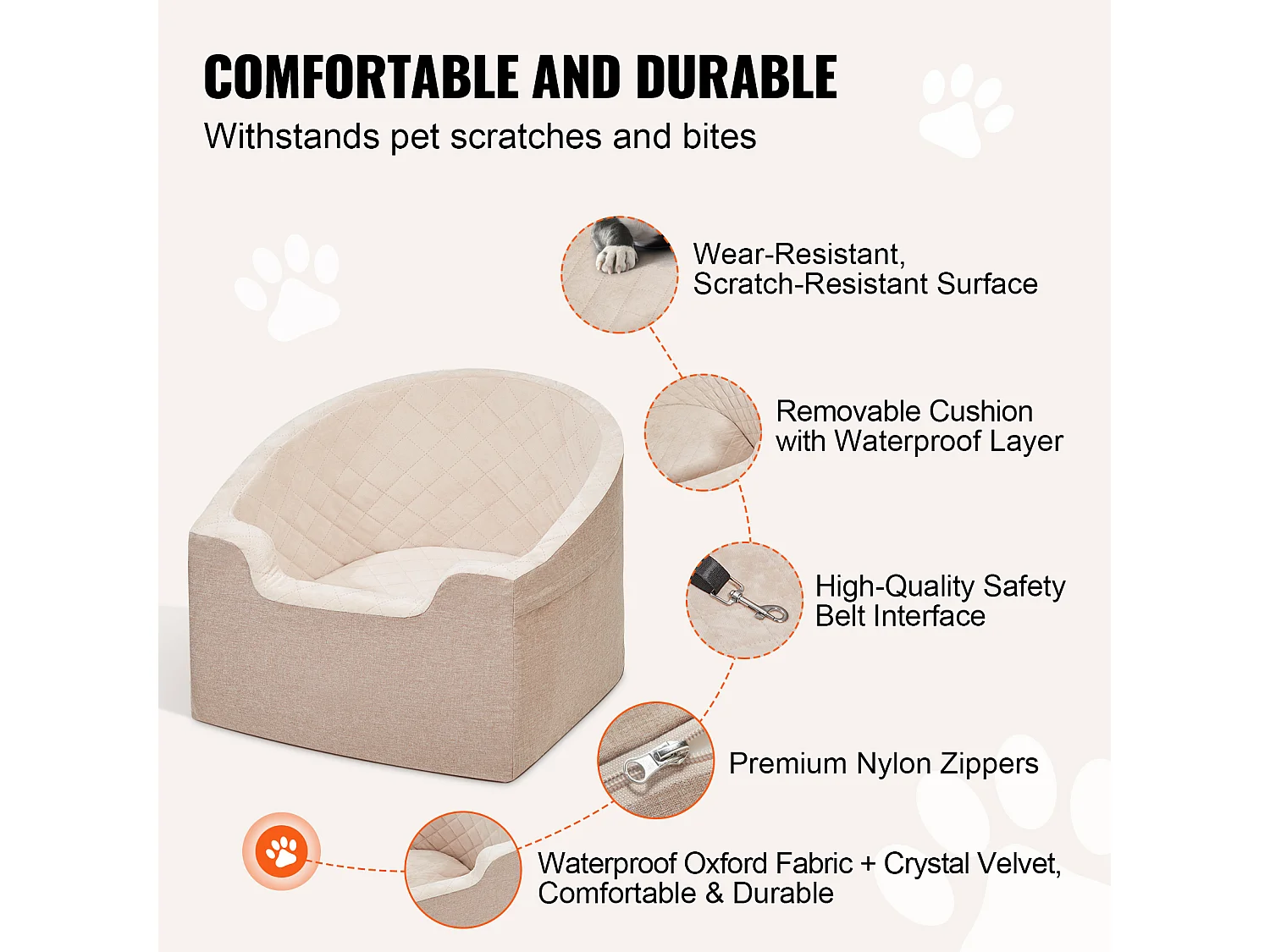 Siège Auto pour Chien SucceBuy, Petite et Moyenne Taille (jusqu'à 25 kg), Marron