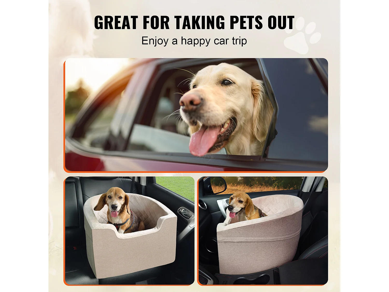 Siège Auto pour Chien SucceBuy, Petite et Moyenne Taille (jusqu'à 25 kg), Marron