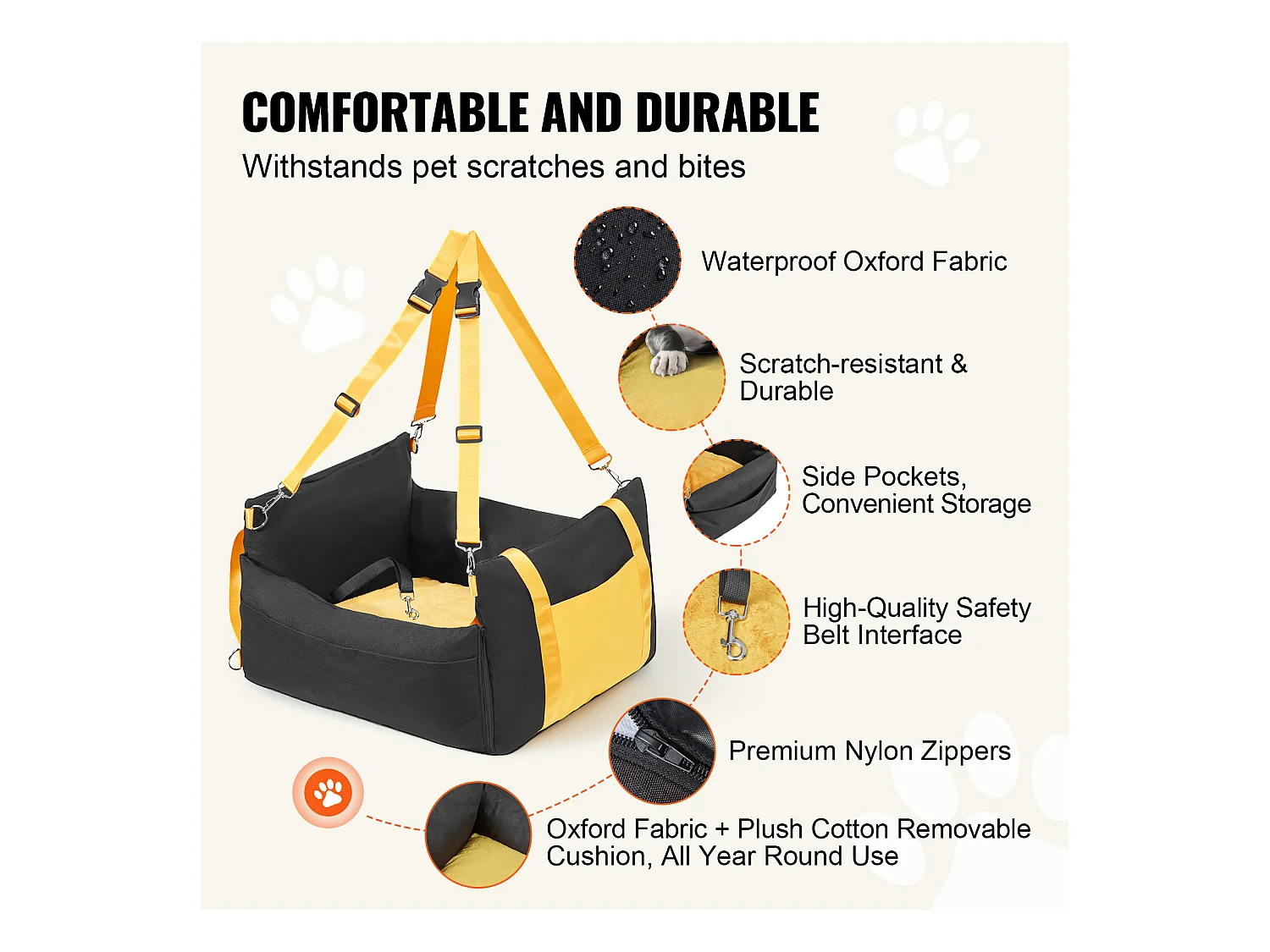 Siège Auto pour Chien SucceBuy, Taille Petite (Jusqu'à 11 kg), Couleur Noire