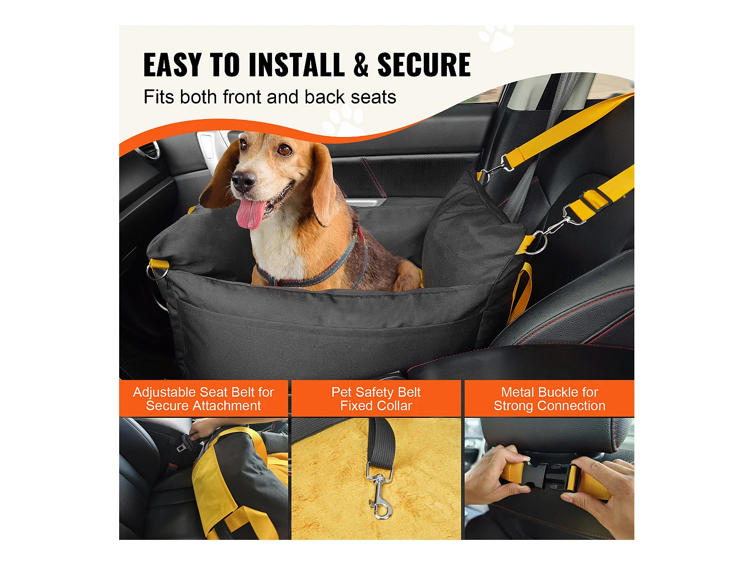 Siège Auto pour Chien SucceBuy, Taille Petite (Jusqu'à 11 kg), Couleur Noire