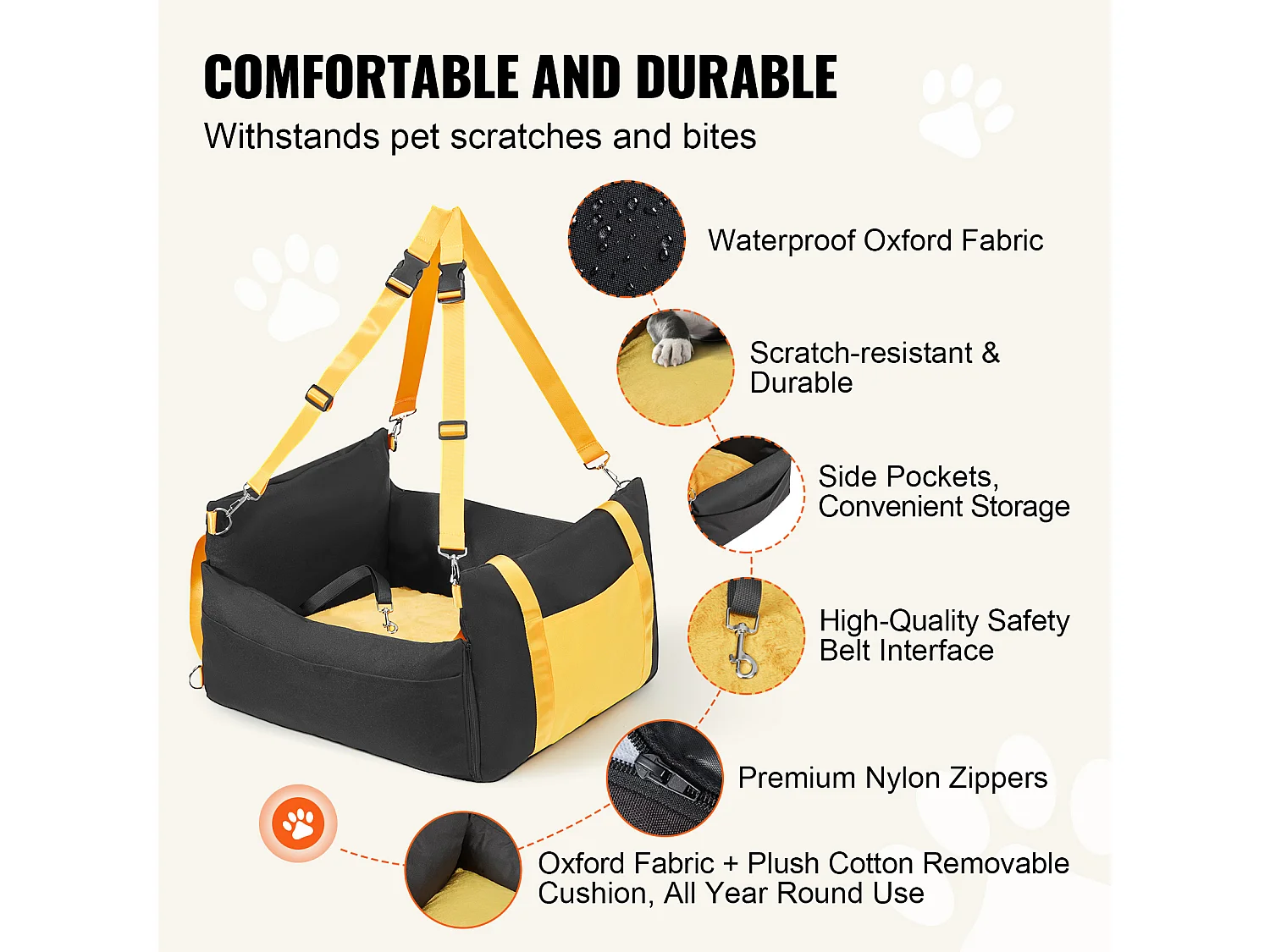 Siège Auto pour Chien SucceBuy, Taille Petite (Jusqu'à 11 kg), Couleur Noire