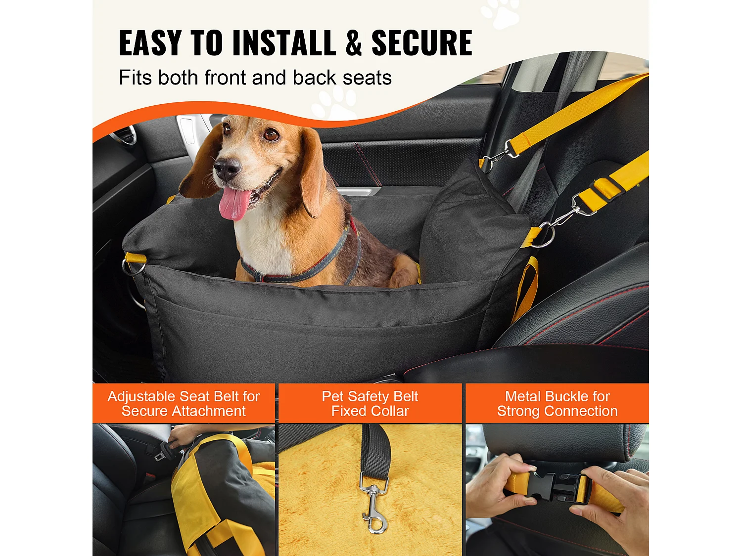 Siège Auto pour Chien SucceBuy, Taille Petite (Jusqu'à 11 kg), Couleur Noire