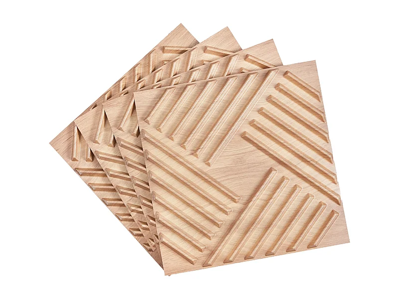 Paneles de Pared 3D SucceBuy, Pack de 12, 50 x 50 cm, PVC con Listones, Cobertura de 3 m², Madera Clara