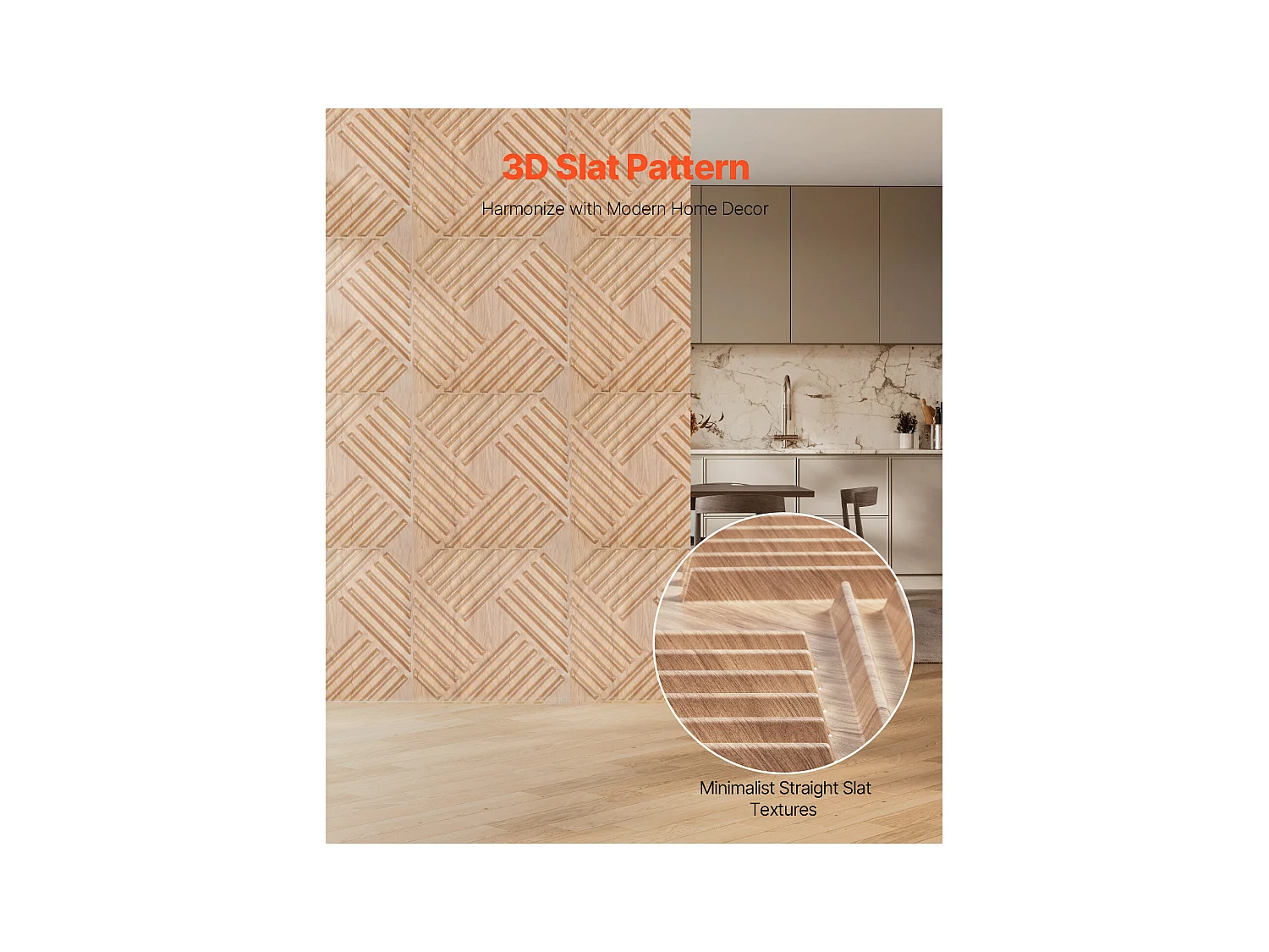 Panneaux Muraux 3D SucceBuy, Lot de 12, 50 x 50 cm, PVC  à Lattes, Couverture de 3 m², Bois Blair