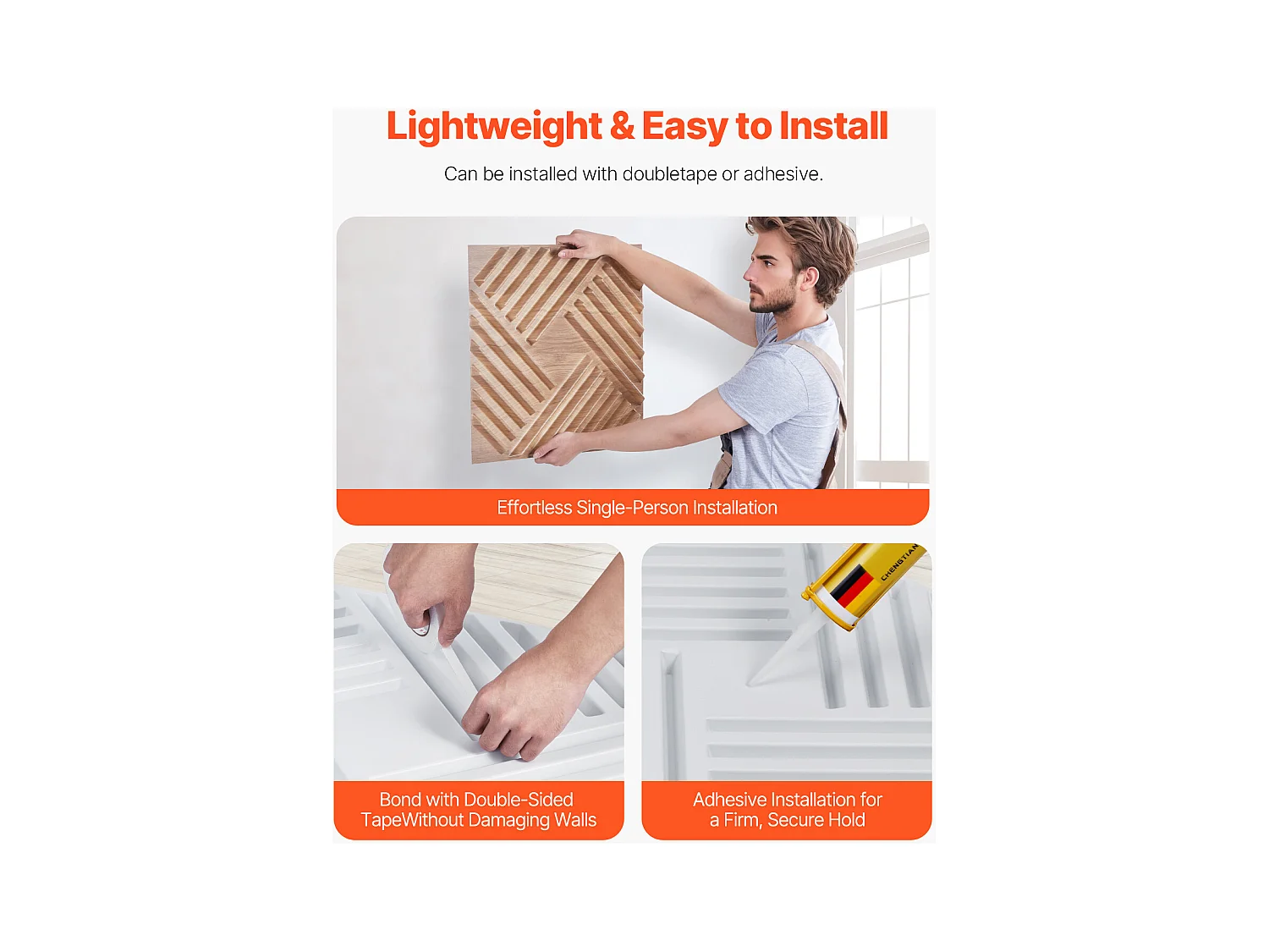 Panneaux Muraux 3D SucceBuy, Lot de 12, 50 x 50 cm, PVC  à Lattes, Couverture de 3 m², Bois Blair