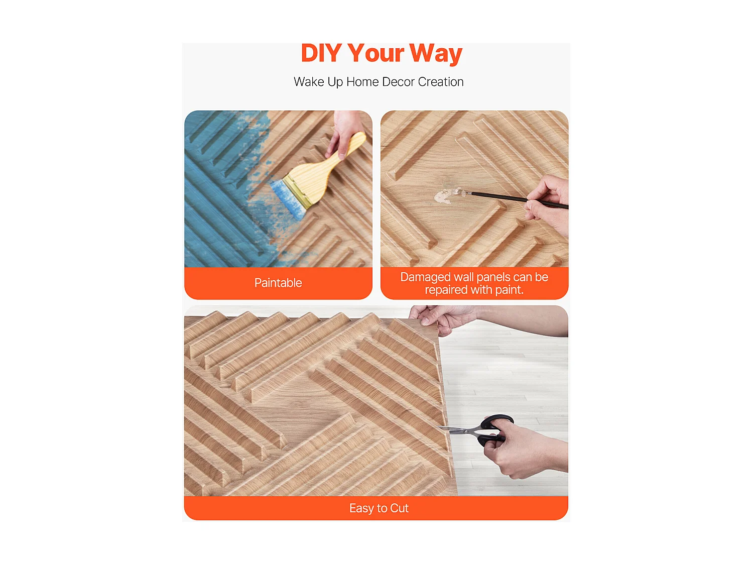 Panneaux Muraux 3D SucceBuy, Lot de 12, 50 x 50 cm, PVC  à Lattes, Couverture de 3 m², Bois Blair