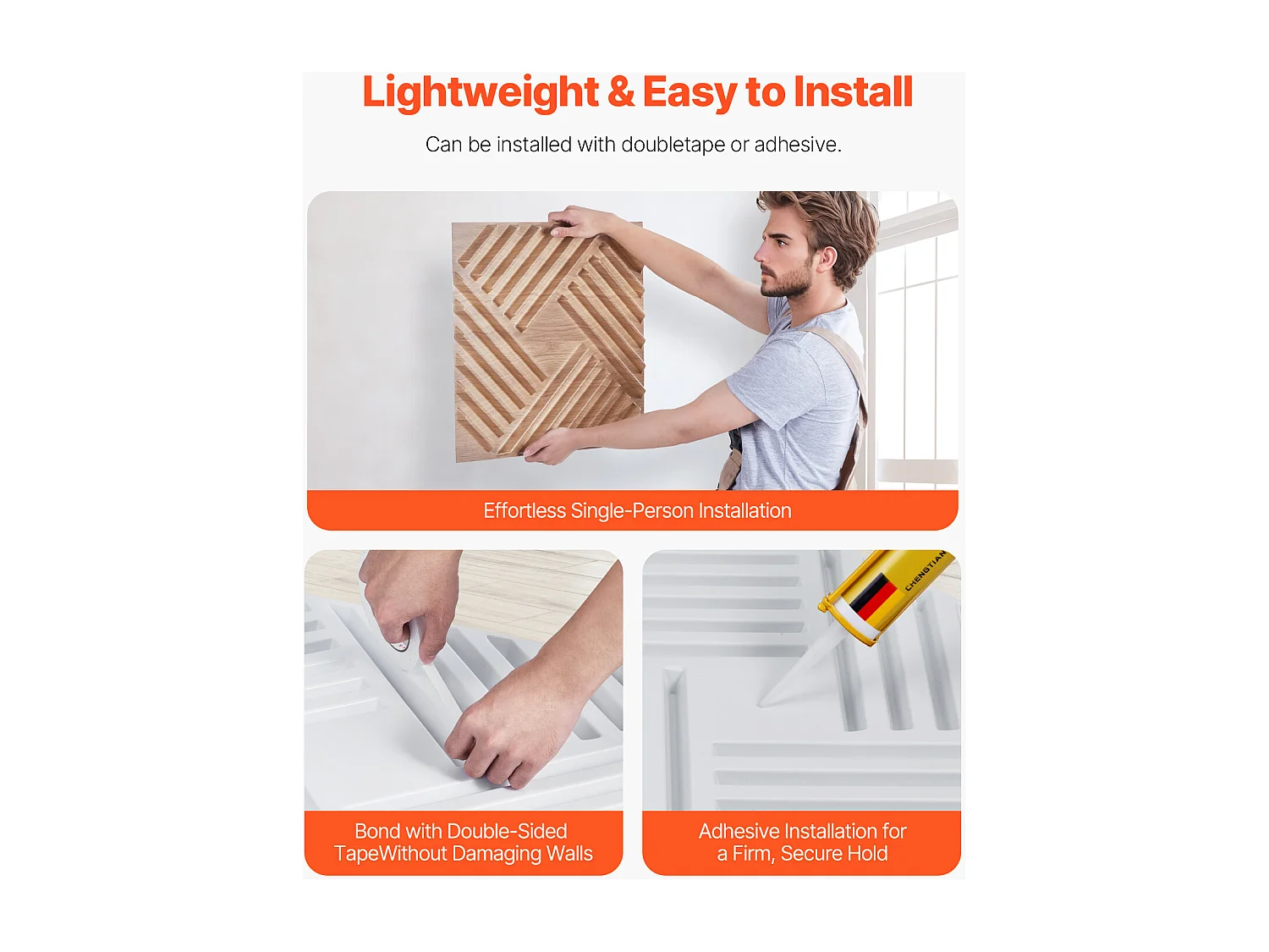 Panneaux Muraux 3D SucceBuy, Lot de 12, 50 x 50 cm, PVC  à Lattes, Couverture de 3 m², Bois Blair