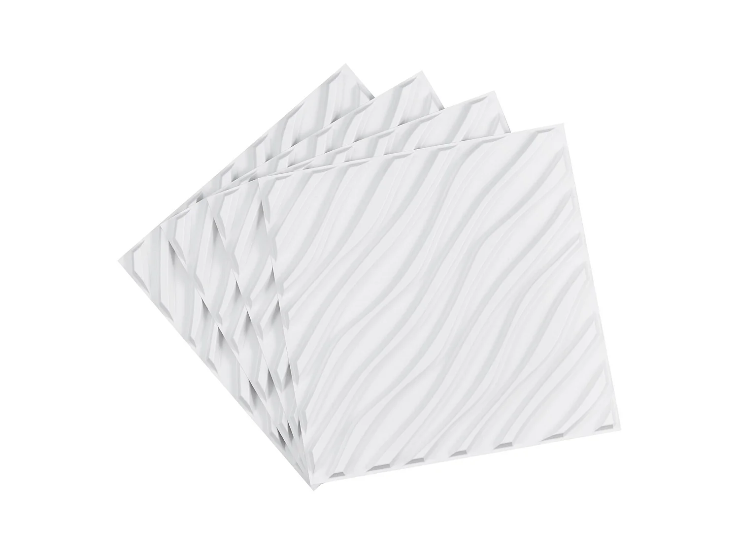 Panneaux Muraux 3D SucceBuy, Lot de 12, 50 x 50 cm, PVC Ondulé, Couverture de 3 m², Blanc Mat