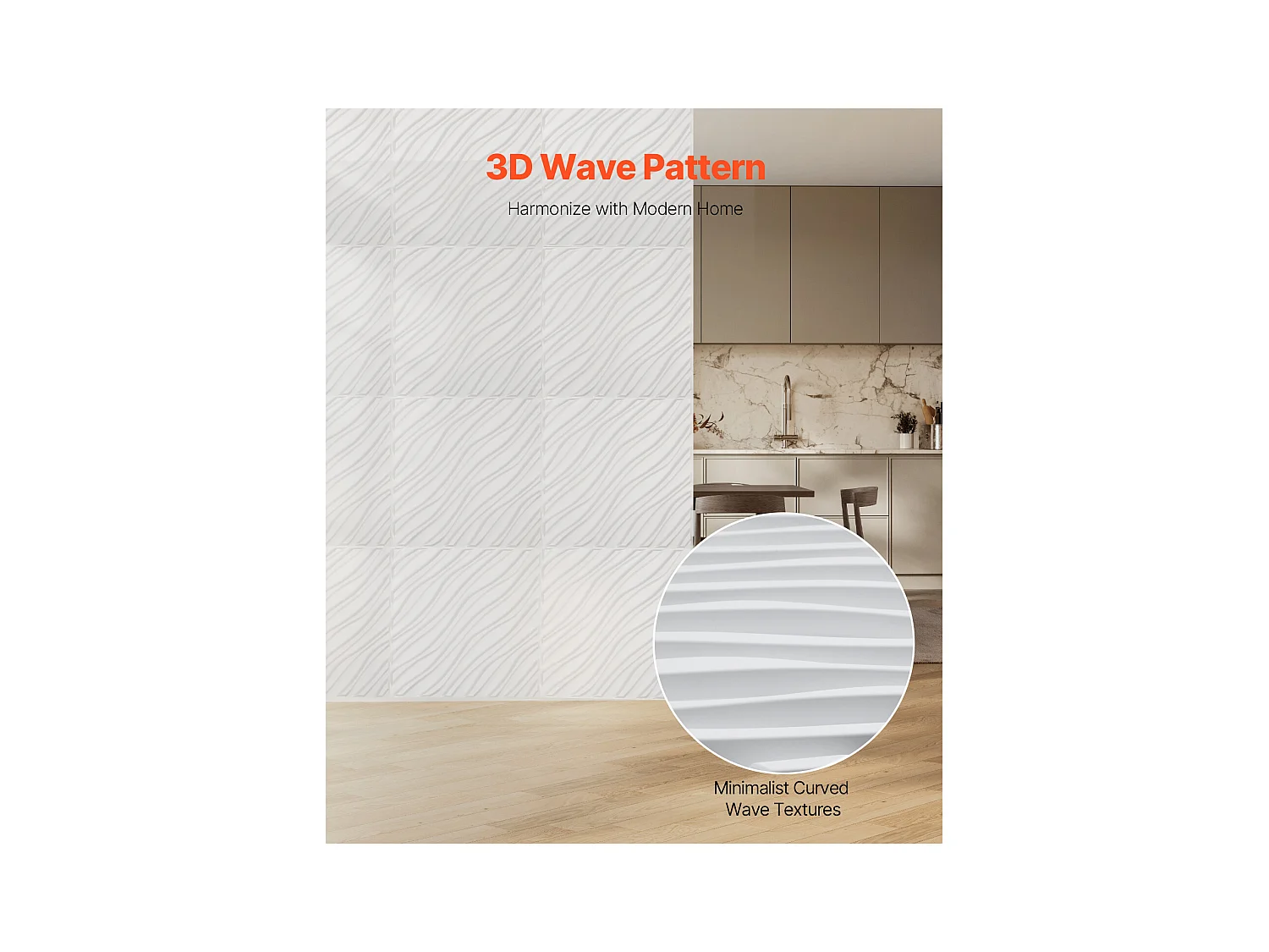 Panneaux Muraux 3D SucceBuy, Lot de 12, 50 x 50 cm, PVC Ondulé, Couverture de 3 m², Blanc Mat