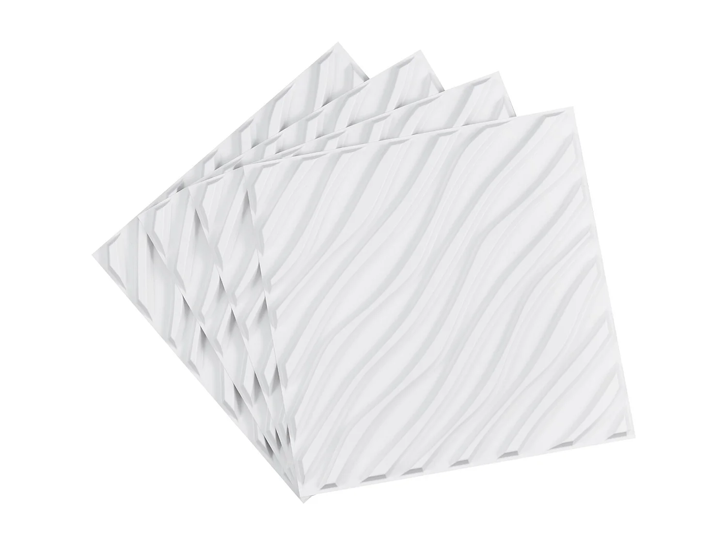 Panneaux Muraux 3D SucceBuy, Lot de 12, 50 x 50 cm, PVC Ondulé, Couverture de 3 m², Blanc Mat