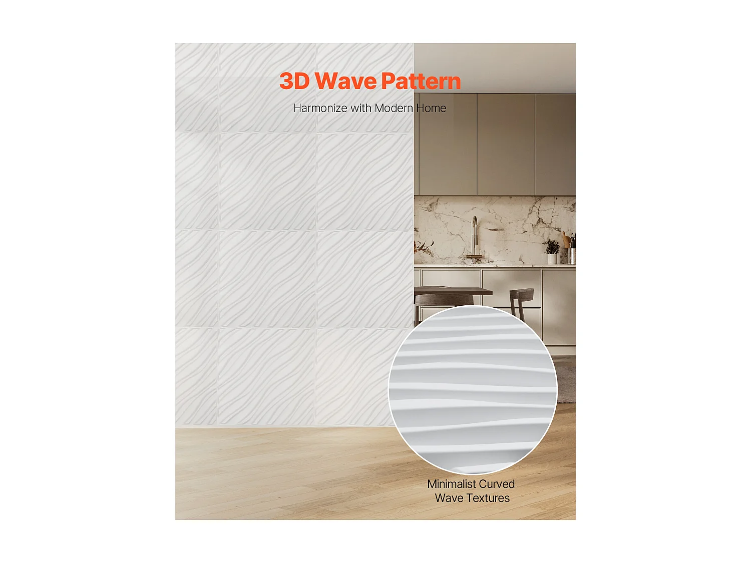Panneaux Muraux 3D SucceBuy, Lot de 12, 50 x 50 cm, PVC Ondulé, Couverture de 3 m², Blanc Mat