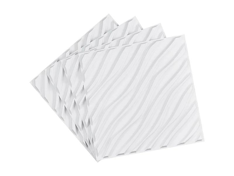 Painéis de Parede 3D SucceBuy, Kit com 12, 50 x 50 cm, PVC Ondulado, Cobertura de 3 m², Branco Mate