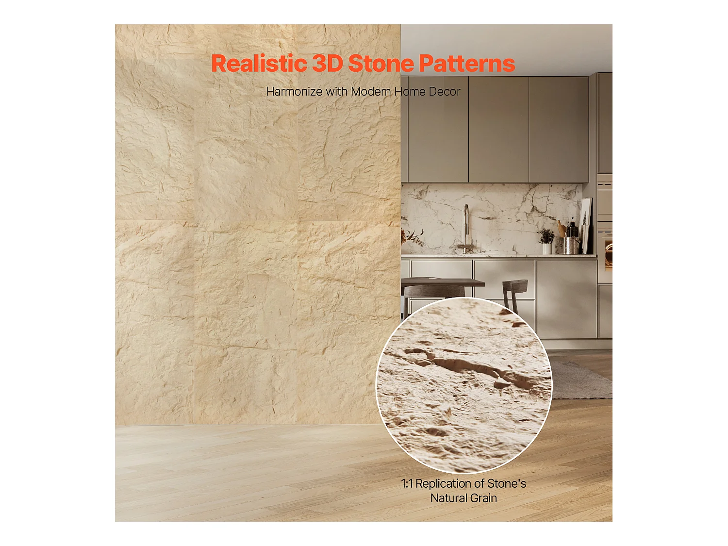 Panneaux Muraux 3D SucceBuy, Lot de 4, 122 x 61 cm, Aspect Pierre, Couverture de 3 m², Jaune Pierre