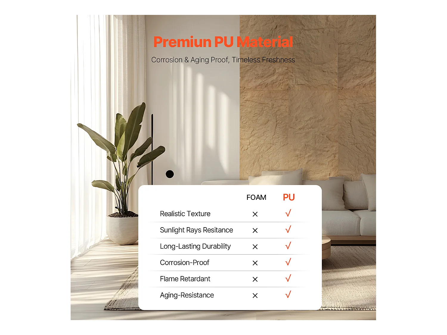 Panneaux Muraux 3D SucceBuy, Lot de 4, 122 x 61 cm, Aspect Pierre, Couverture de 3 m², Jaune Pierre