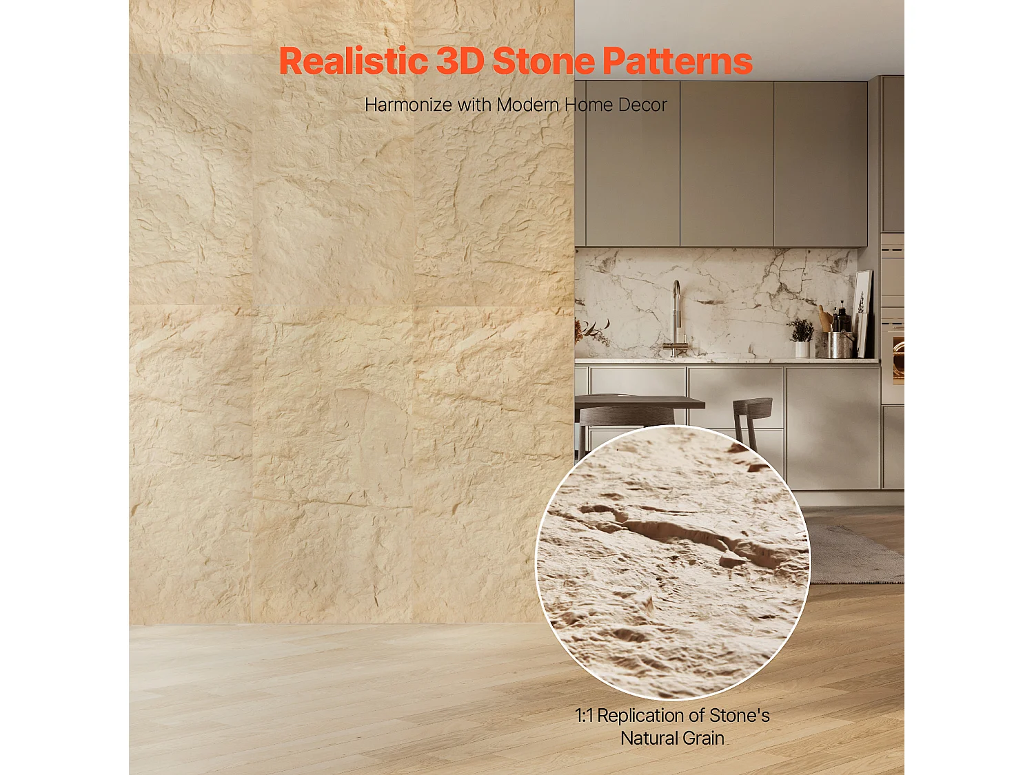 Panneaux Muraux 3D SucceBuy, Lot de 4, 122 x 61 cm, Aspect Pierre, Couverture de 3 m², Jaune Pierre