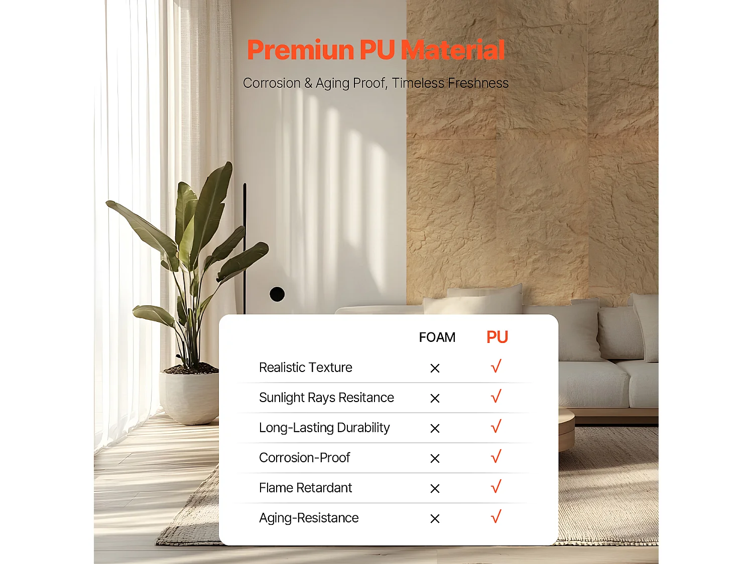 Panneaux Muraux 3D SucceBuy, Lot de 4, 122 x 61 cm, Aspect Pierre, Couverture de 3 m², Jaune Pierre