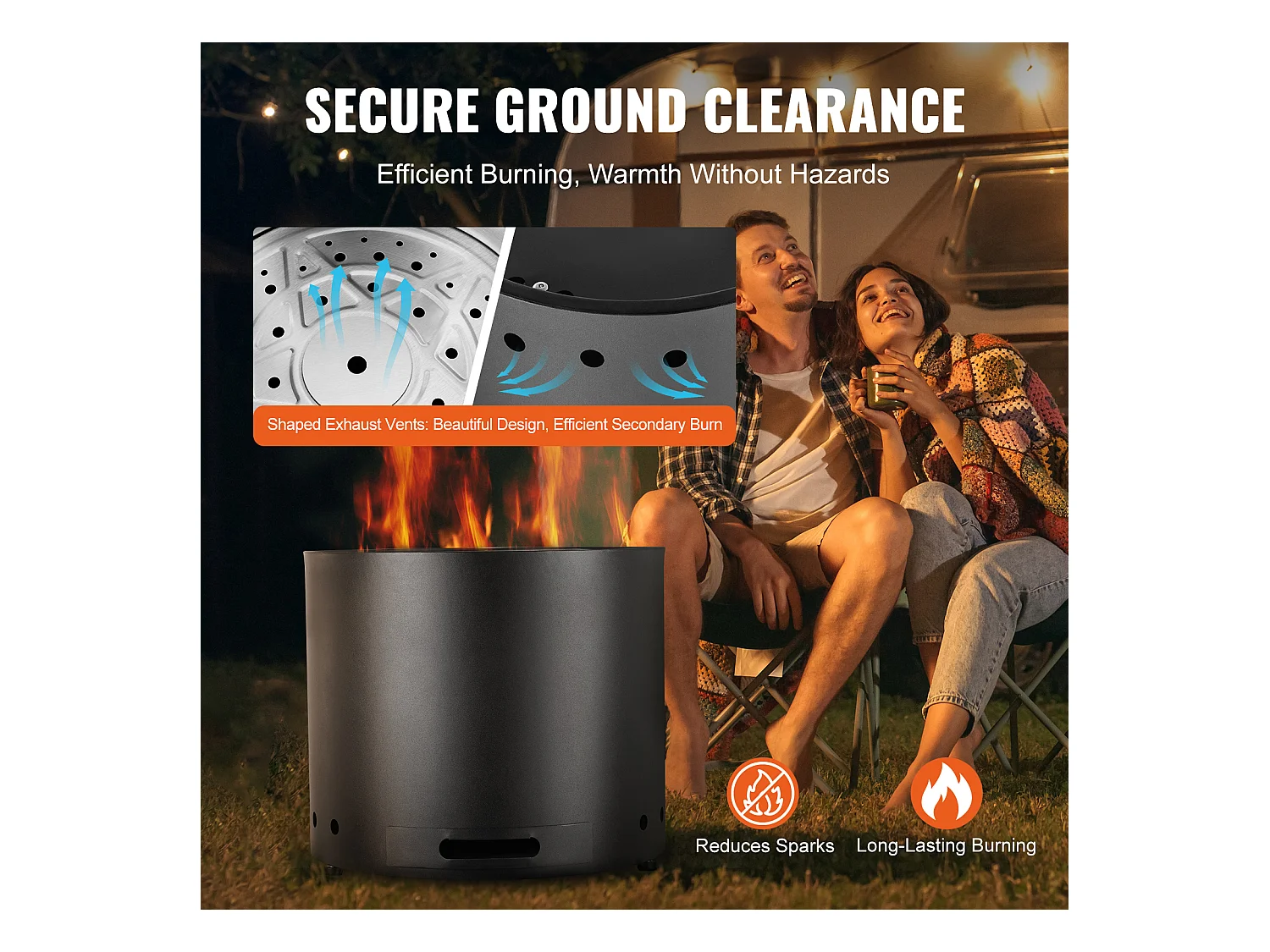 Poêle à Bois sans Fumée, en Acier Inoxydable, SucceBuy Bonfire, 490 mm de Diamètre