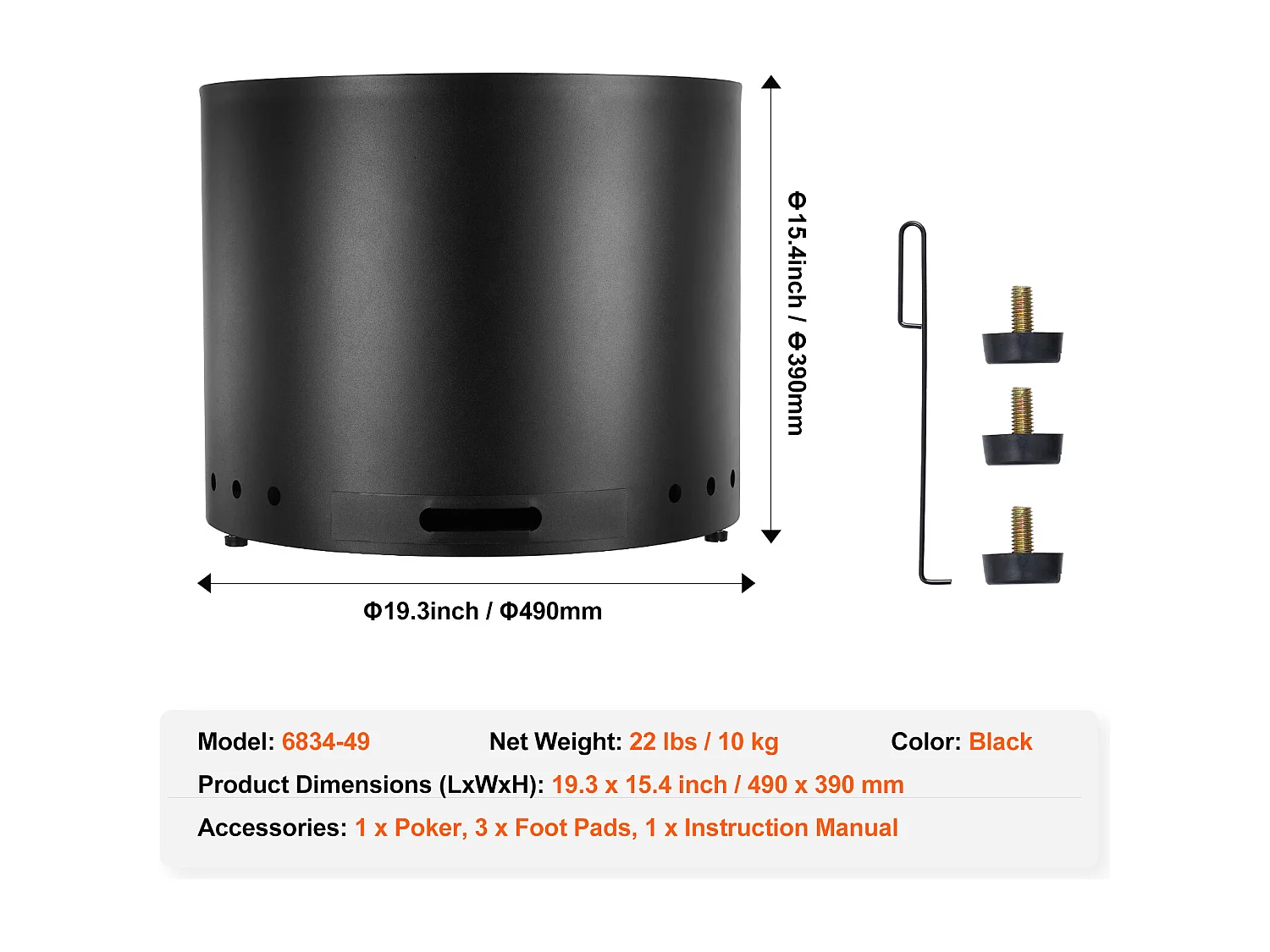 Rauchfreier Holzofen SucceBuy Bonfire, 490 mm Durchmesser, aus Edelstahl