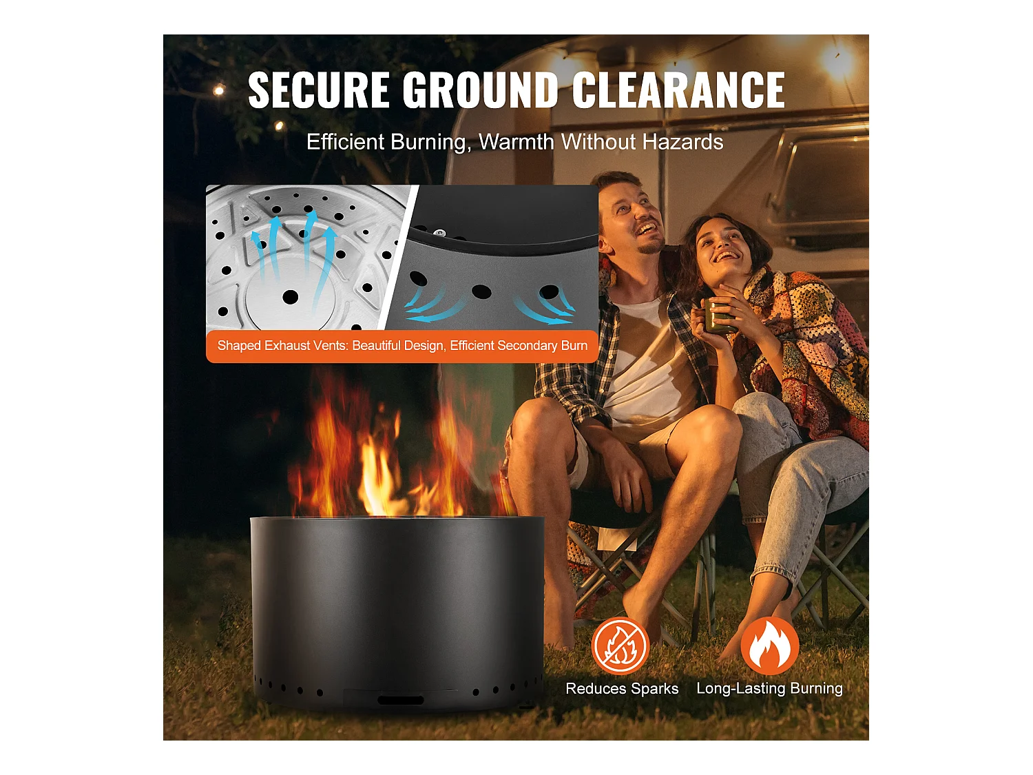 Poêle à Bois sans Fumée SucceBuy Bonfire, 710 mm de Diamètre, en Acier Inoxydable