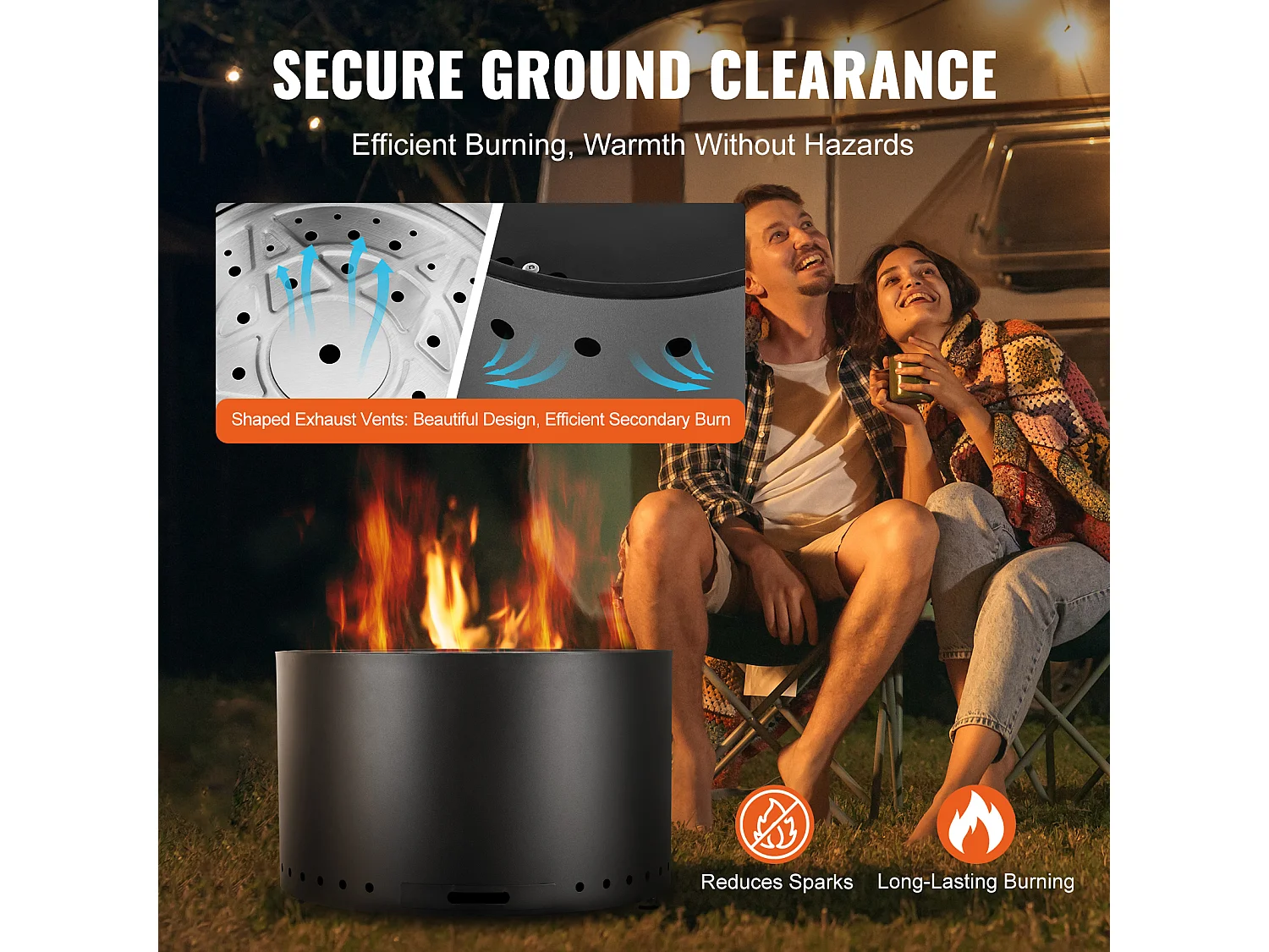 Stufa a Legna senza Fumo SucceBuy Bonfire, 710 mm di Diametro, in Acciaio Inossidabile