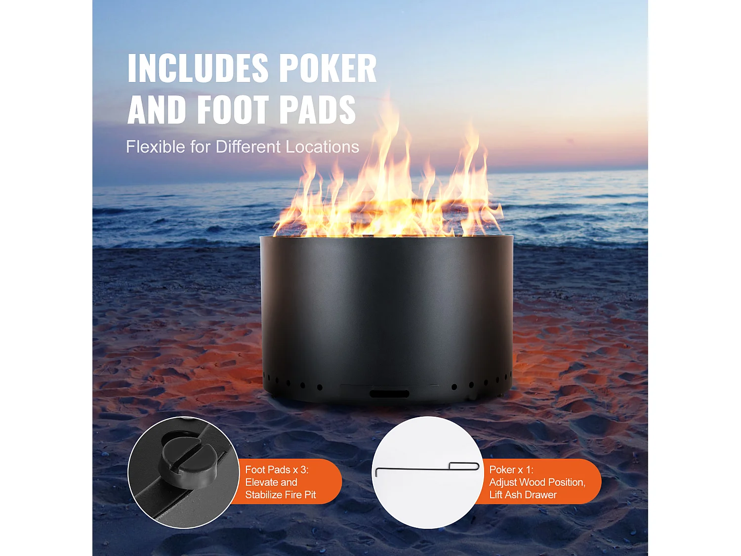 Stufa a Legna senza Fumo SucceBuy Bonfire, 710 mm di Diametro, in Acciaio Inossidabile