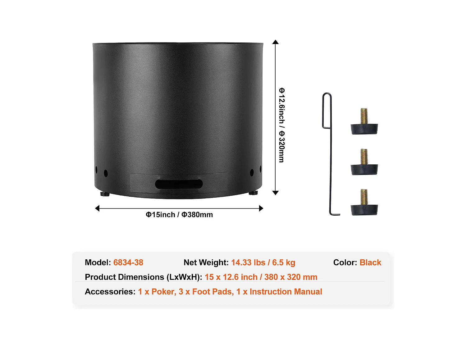 Rauchfreier Holzofen SucceBuy Bonfire, 380 mm Durchmesser, aus Edelstahl