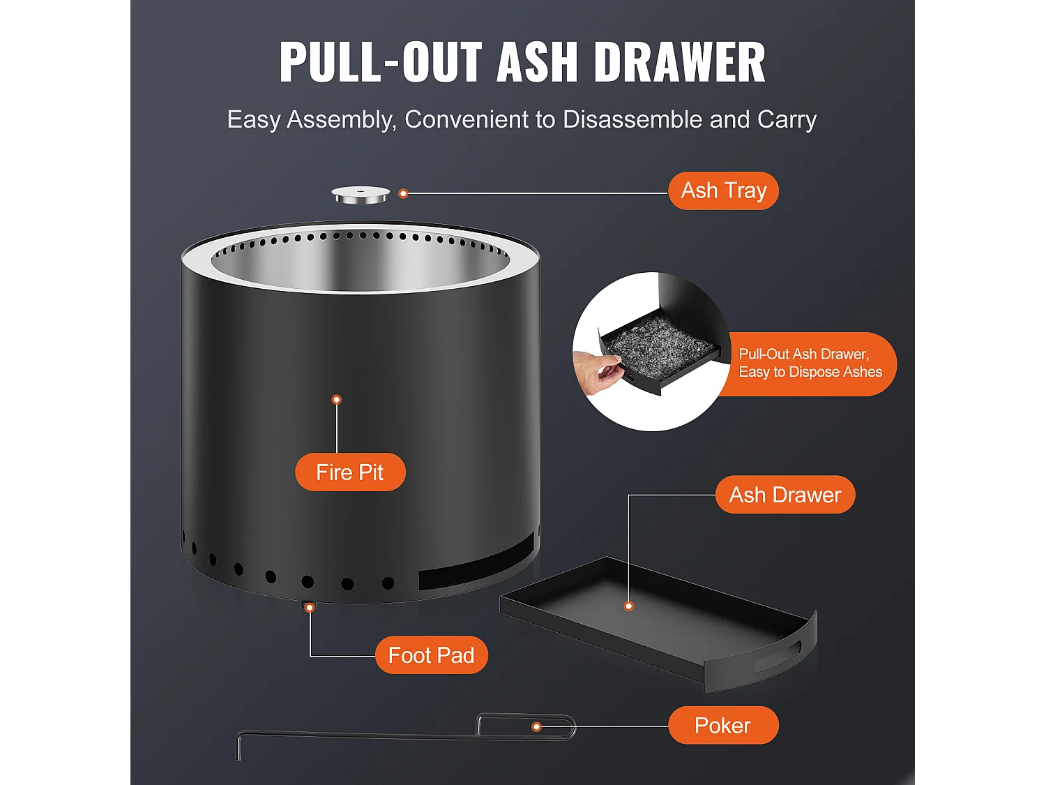 Bezdymowy Piec Opalany Drewnem SucceBuy Bonfire, 380 mm Średnicy, Wykonany ze Stali Nierdzewnej