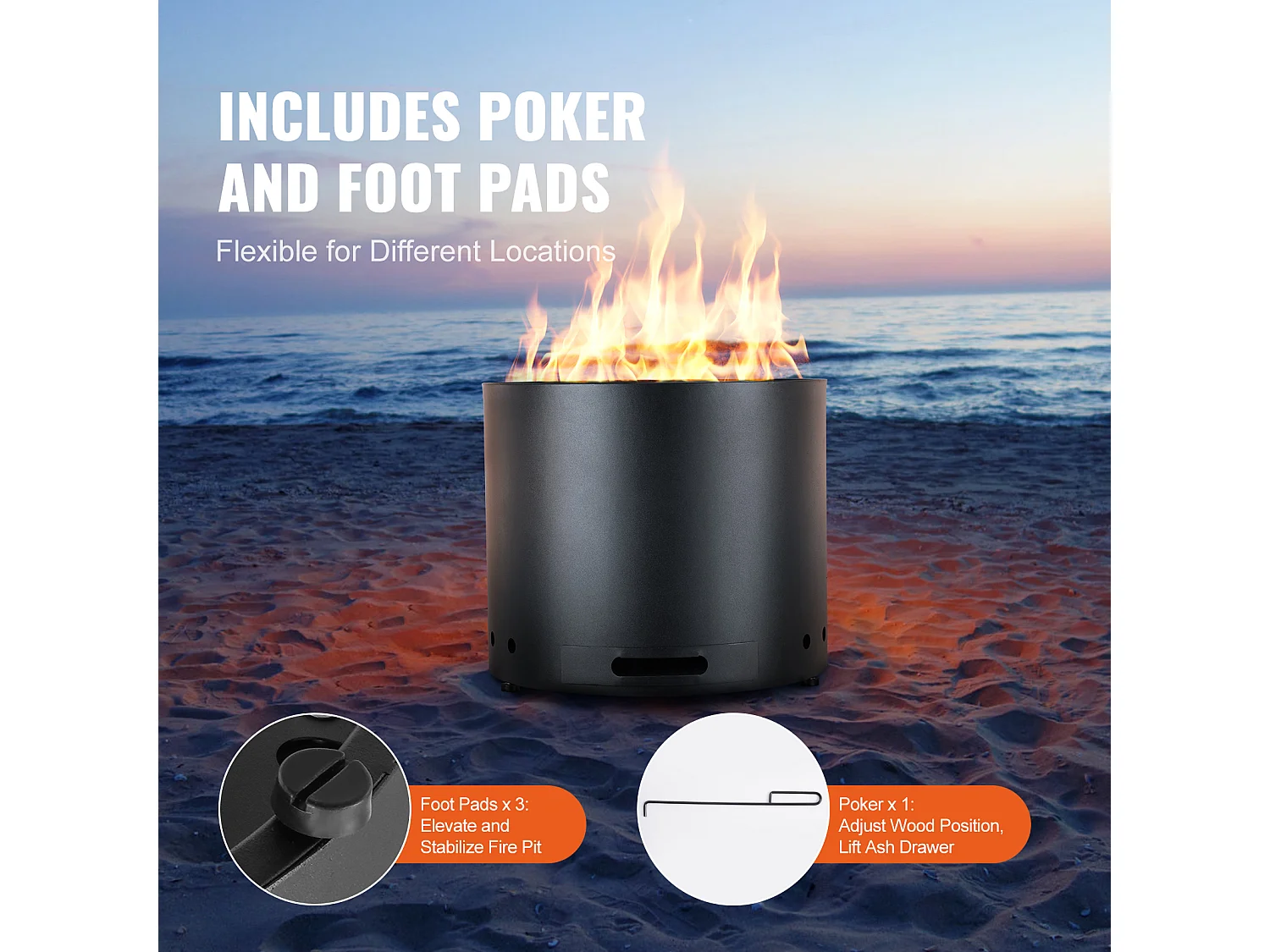 Bezdymowy Piec Opalany Drewnem SucceBuy Bonfire, 380 mm Średnicy, Wykonany ze Stali Nierdzewnej