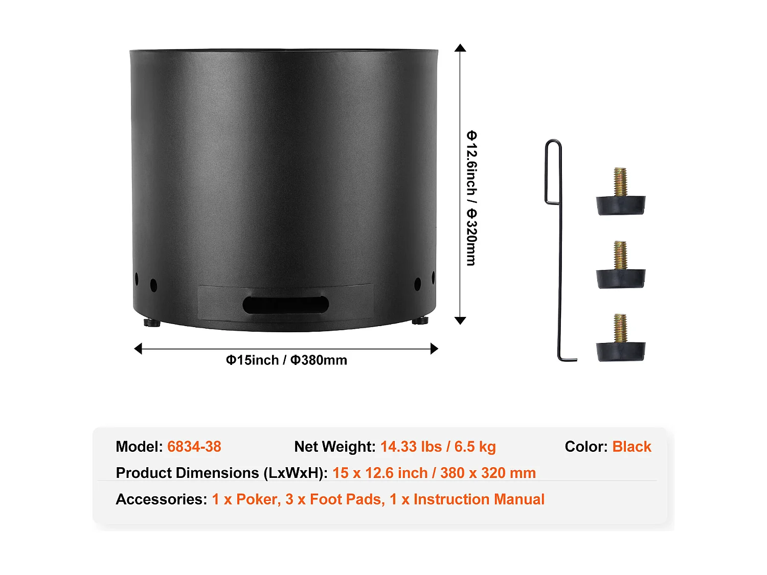Rauchfreier Holzofen SucceBuy Bonfire, 380 mm Durchmesser, aus Edelstahl