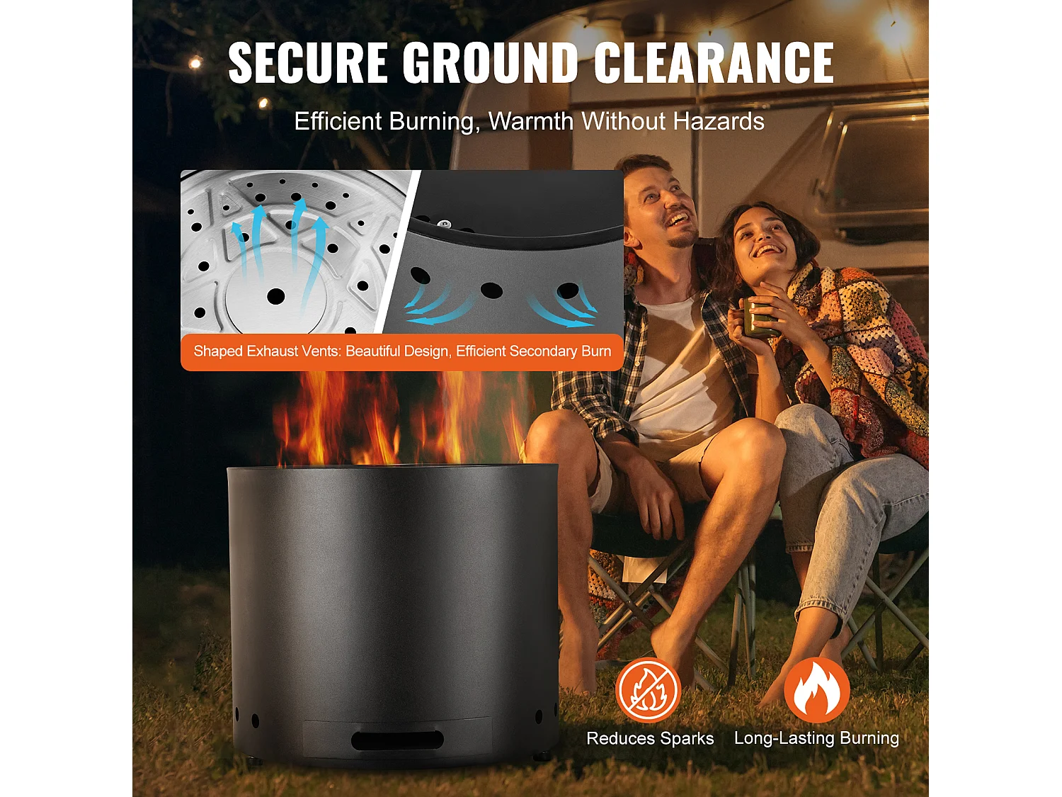 Rauchfreier Holzofen SucceBuy Bonfire, 380 mm Durchmesser, aus Edelstahl