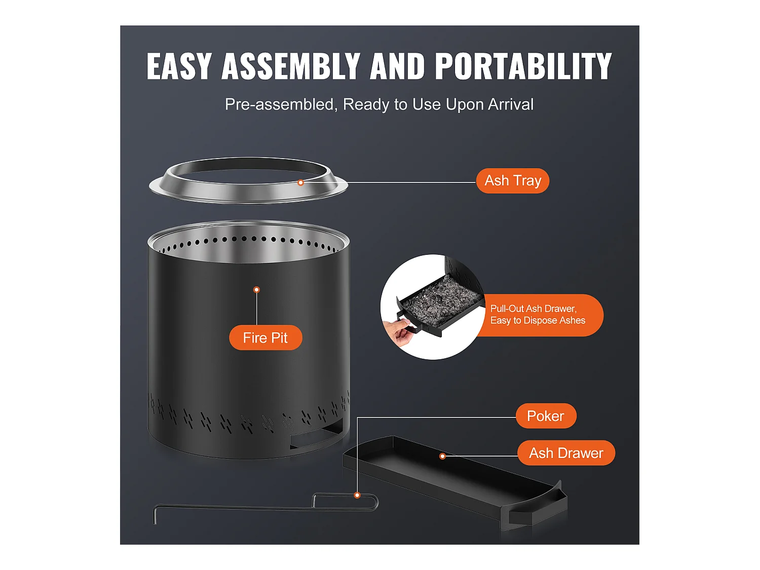 Poêle à Bois sans Fumée SucceBuy Bonfire, 400 mm de Diamètre, en Acier Inoxydable