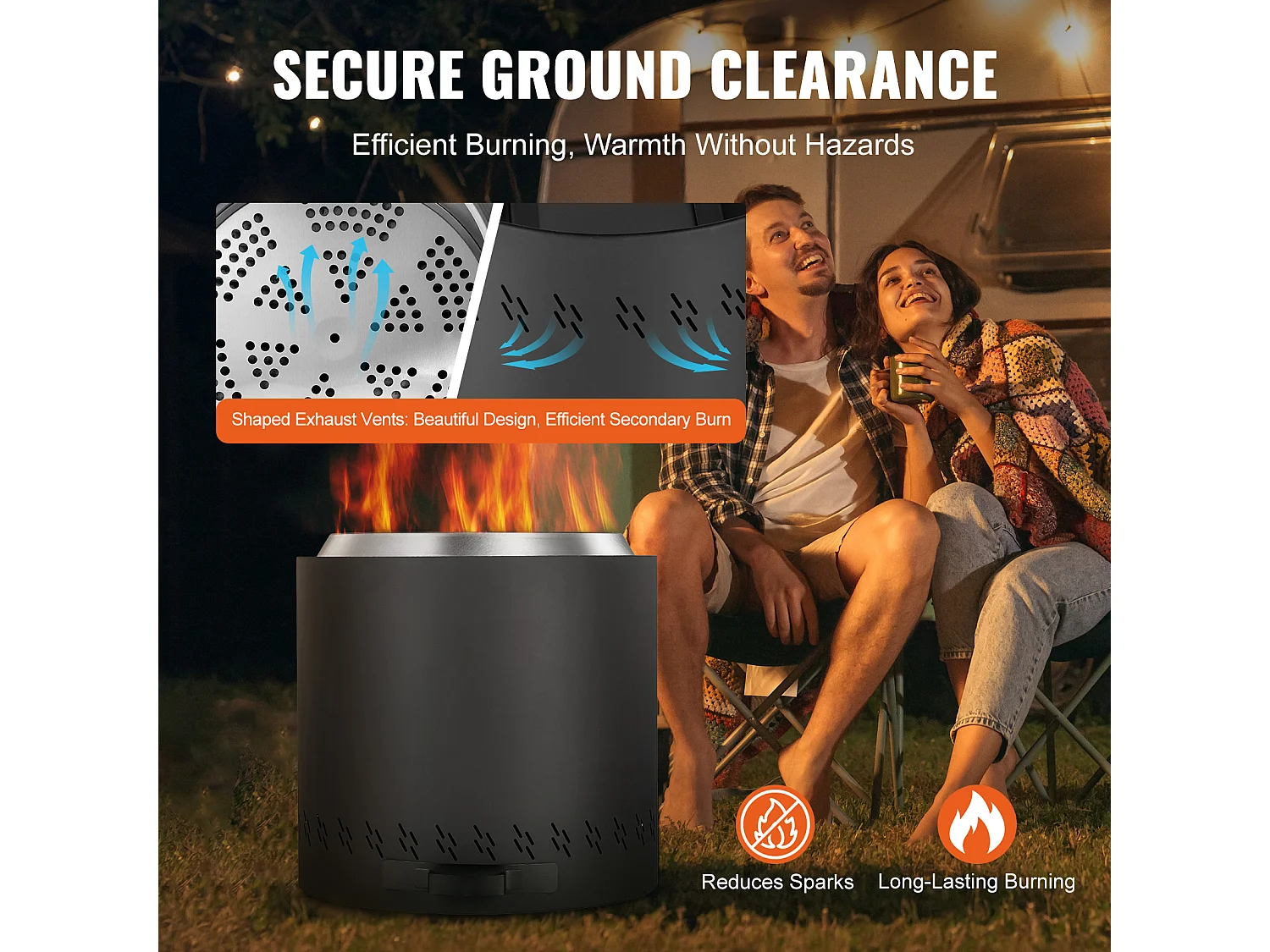 Poêle à Bois sans Fumée SucceBuy Bonfire, 400 mm de Diamètre, en Acier Inoxydable