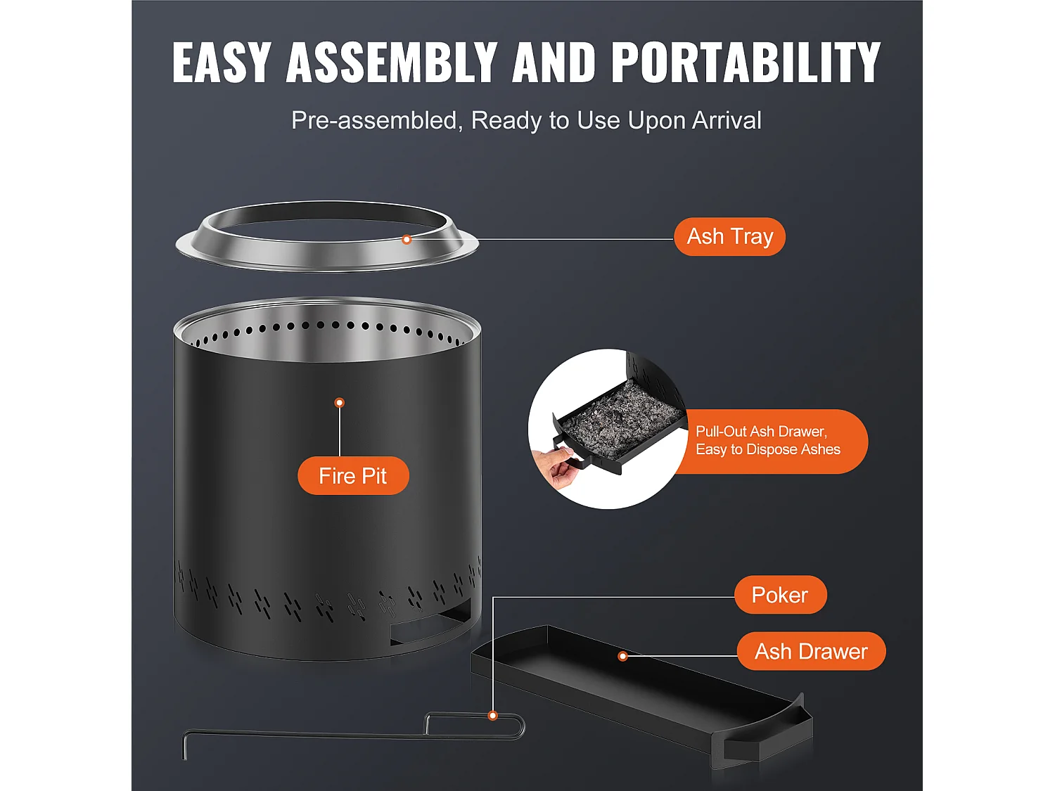 Poêle à Bois sans Fumée SucceBuy Bonfire, 400 mm de Diamètre, en Acier Inoxydable