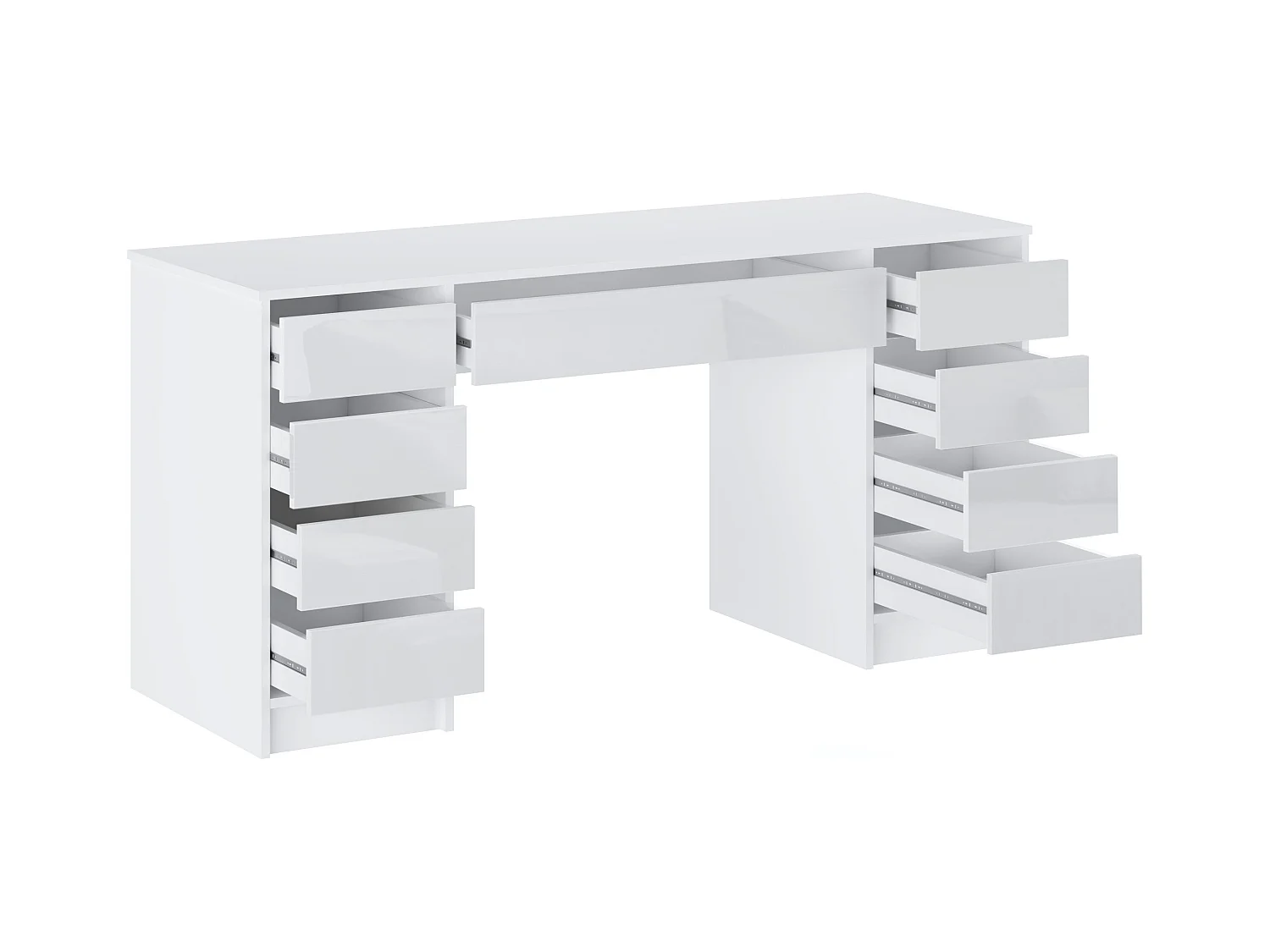Skrivebord med 9 skuffer – Blank Hvid - JENEMI