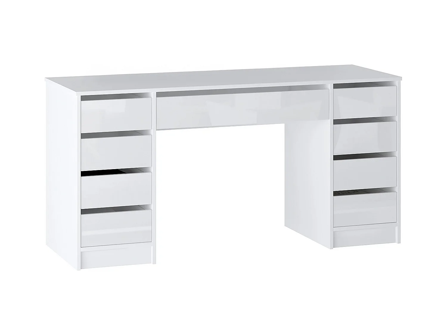 Skrivebord med 9 skuffer – Blank Hvid - JENEMI