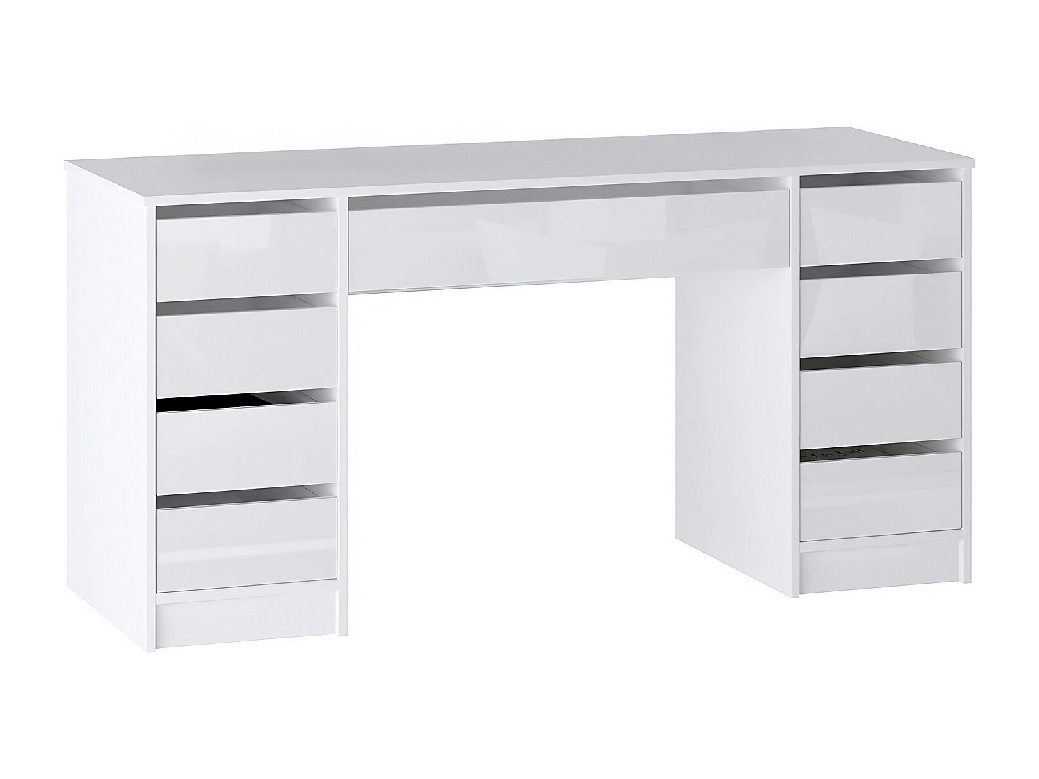 Schreibtisch mit 9 Schubladen – Weiß Glänzend - JENEMI günstig online kaufen