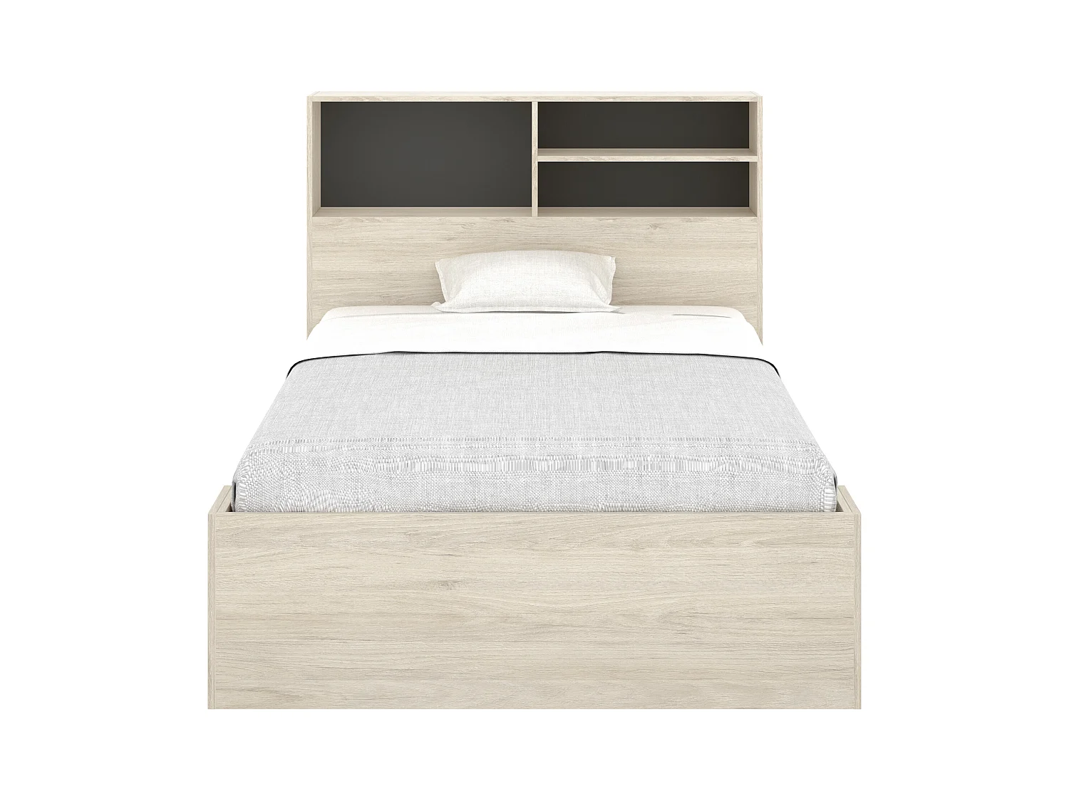 Seng 120 x 190 cm med oppbevaring - Farge: Naturlig og antrasitt - VARDIEL