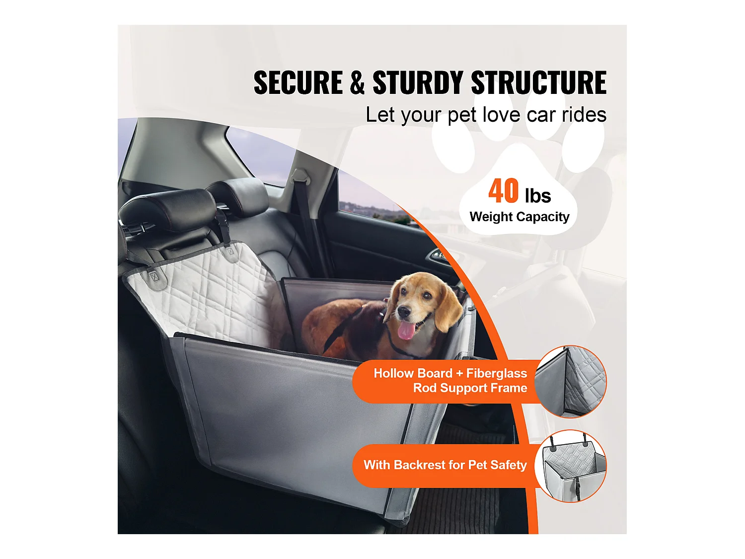 Cadeira Auto para Cães SucceBuy, Tamanho S/M/L (Até 18 kg), Cor Cinzento