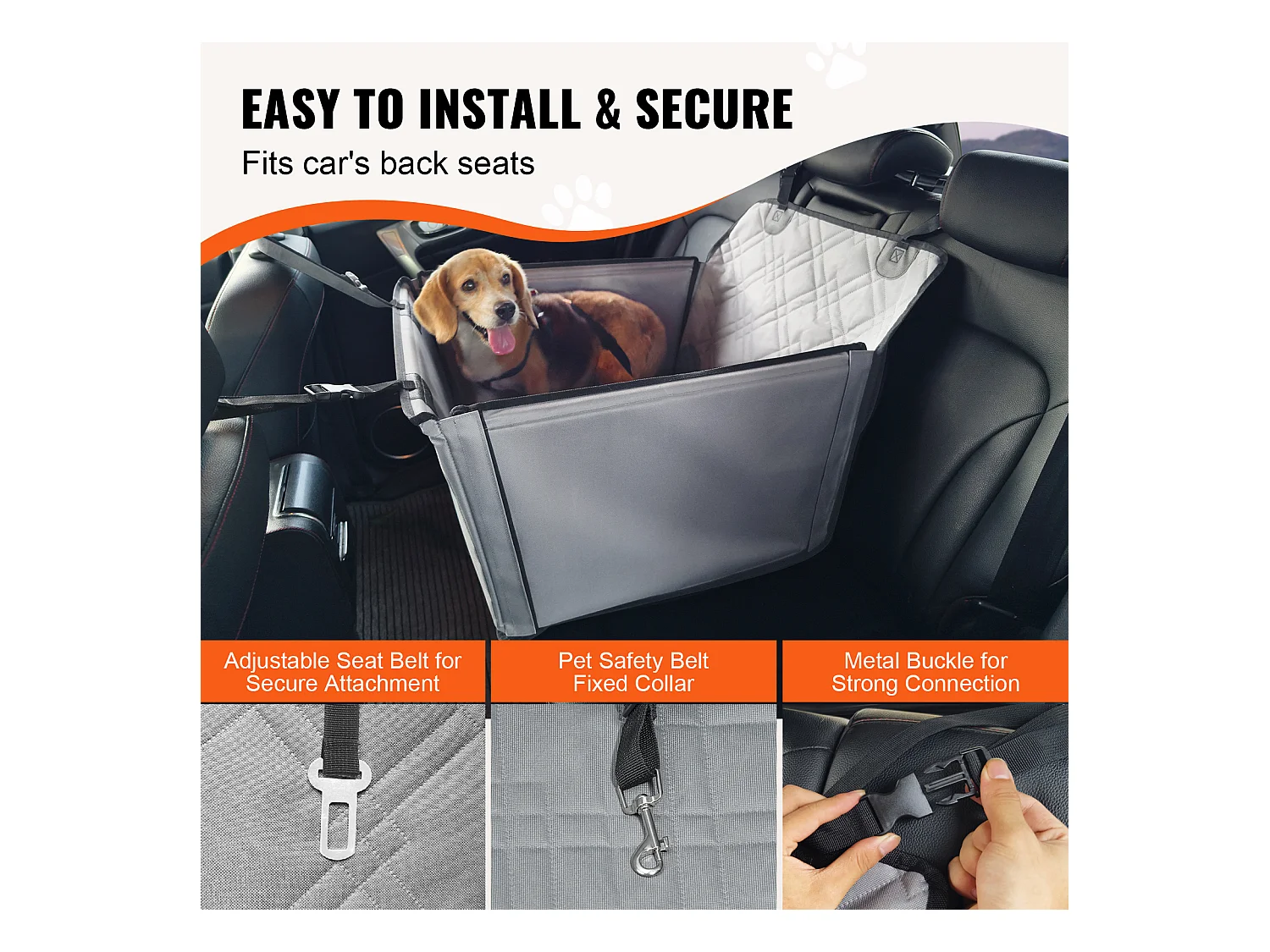 Cadeira Auto para Cães SucceBuy, Tamanho S/M/L (Até 18 kg), Cor Cinzento