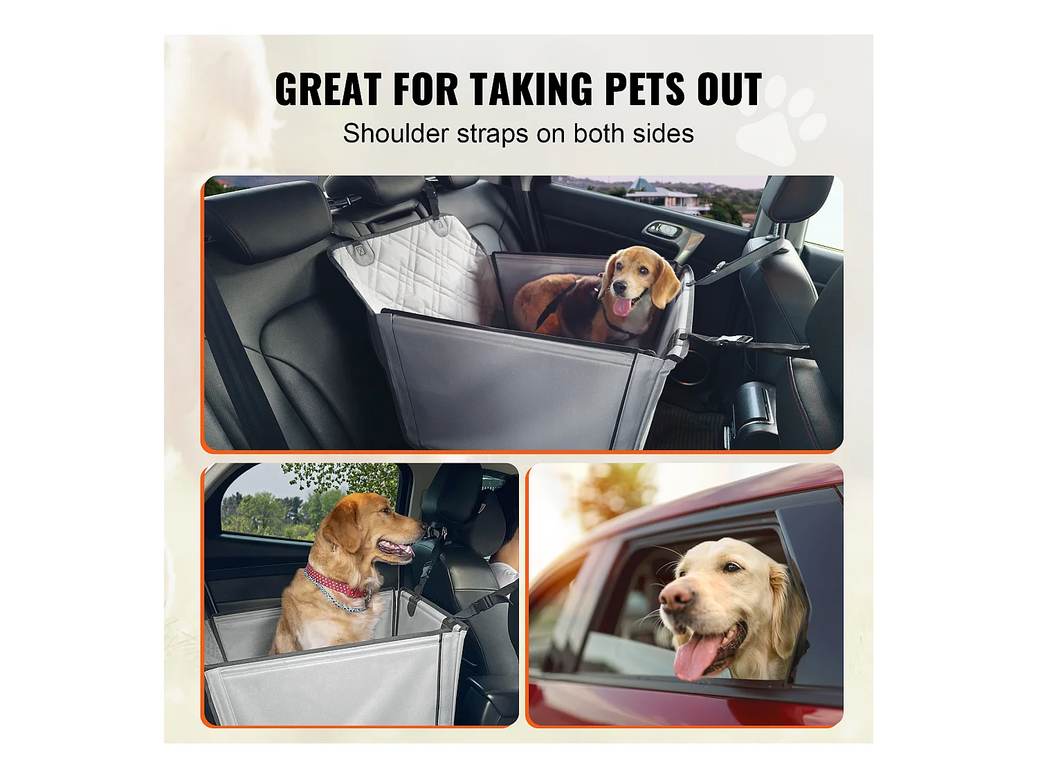 Cadeira Auto para Cães SucceBuy, Tamanho S/M/L (Até 18 kg), Cor Cinzento