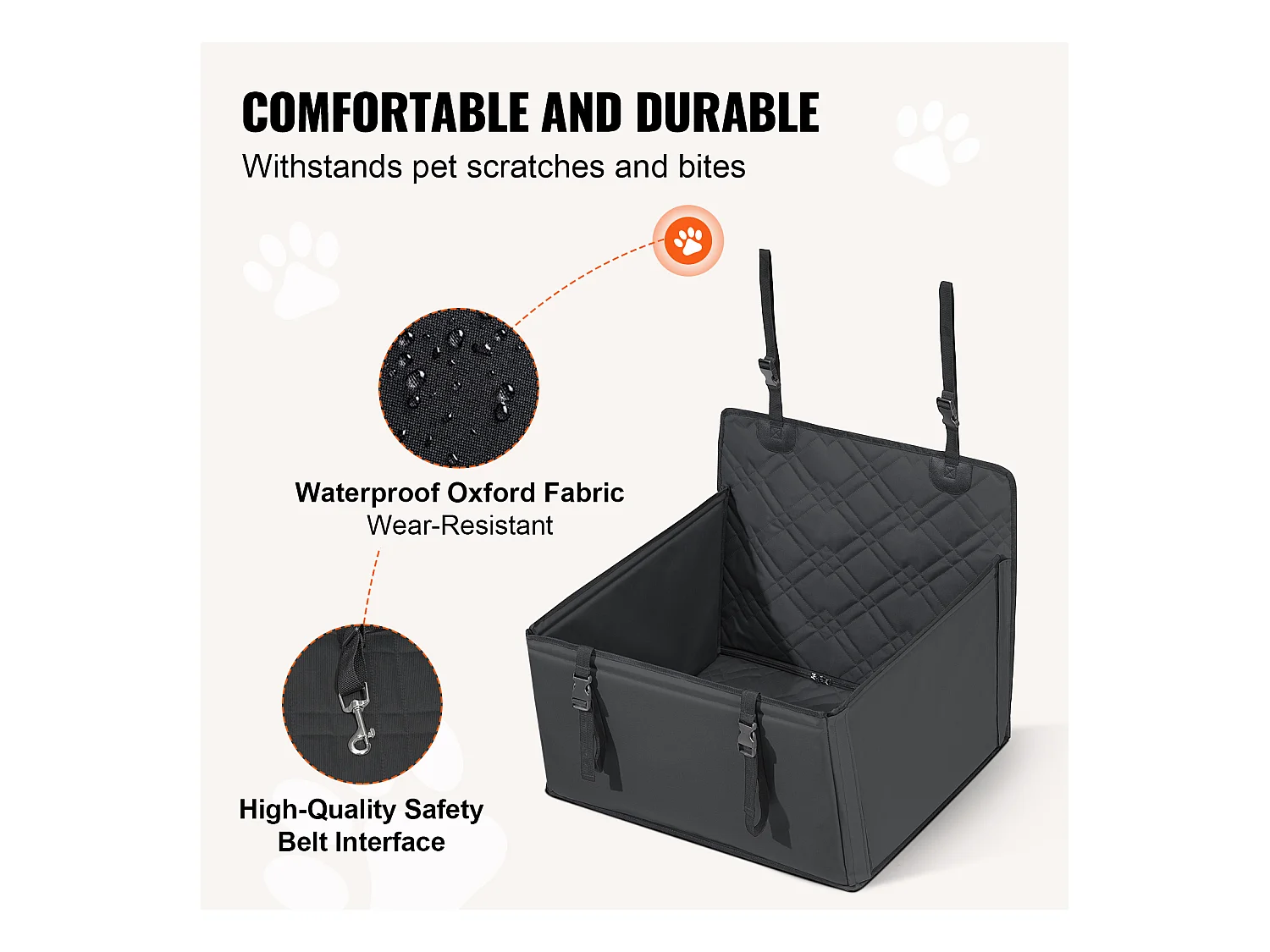 Siège Auto Rehausseur pour Chien SucceBuy, Taille S/M/L (Jusqu'à 18 kg), Couleur Noire