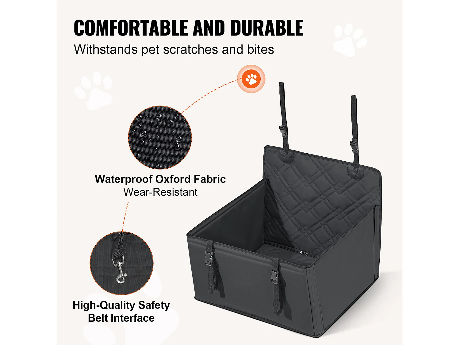 Siège Auto Rehausseur pour Chien SucceBuy, Taille S/M/L (Jusqu'à 18 kg), Couleur Noire