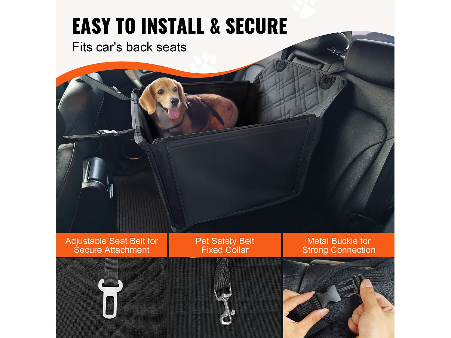 Siège Auto Rehausseur pour Chien SucceBuy, Taille S/M/L (Jusqu'à 18 kg), Couleur Noire