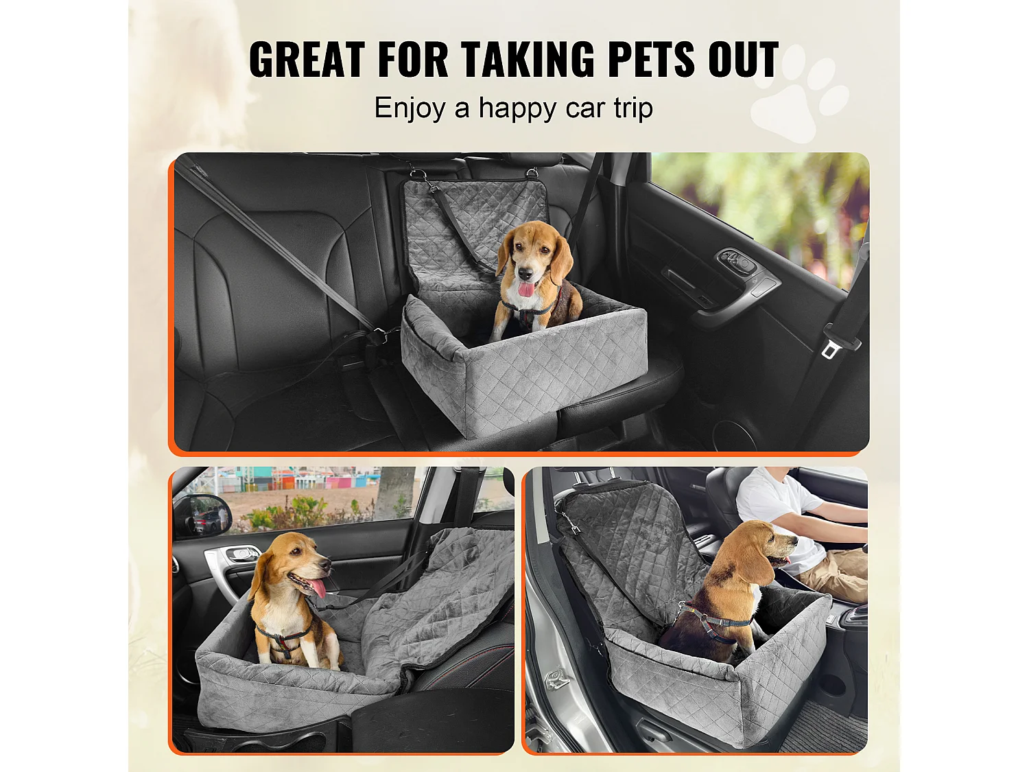 Siège Auto pour Chien SucceBuy, Taille Petite/Moyenne (Jusqu'à 18 kg), Couleur Grise