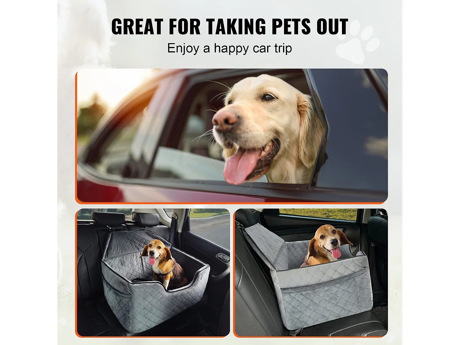 Cadeira Auto para Cães SucceBuy, Tamanho Médio/Grande (Até 25 kg), Cor Cinzenta